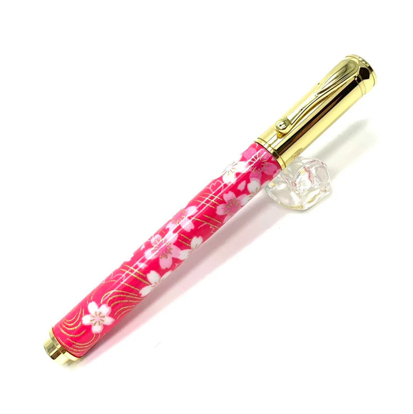 F-style Miyabina Mino Washi Yuzen Pattern Magnet Cap Fountain Pen Weeping Cherry Blossom/Red TWM2316