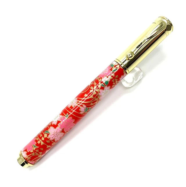 F-style Miyabina Mino Washi Yuzen Pattern Magnet Cap Fountain Pen Weeping Cherry Blossom/Red TWM2302