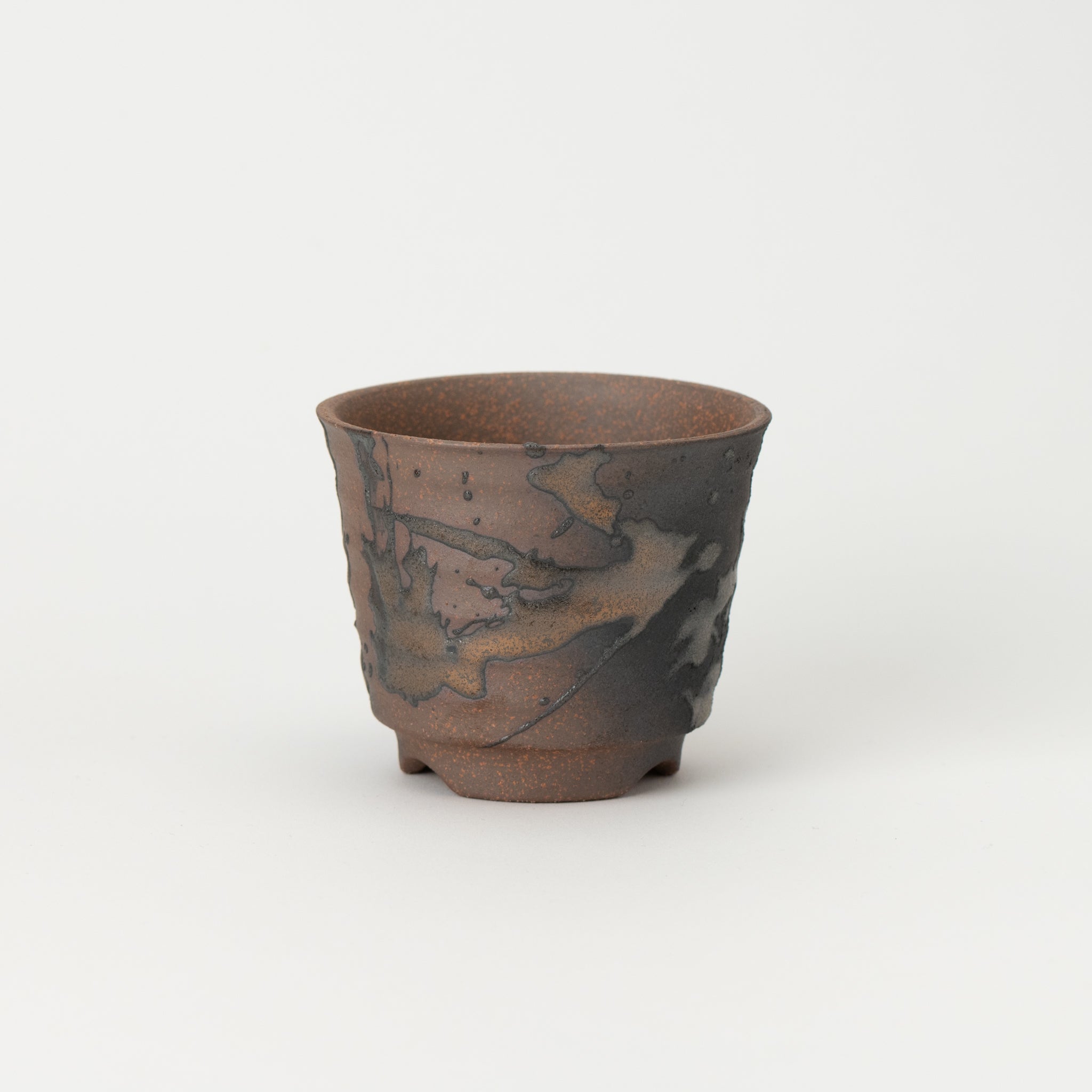 Naginowa Gold Paint Corrugated BANKO Ware Japanese Bonsai Pot 3.6in.