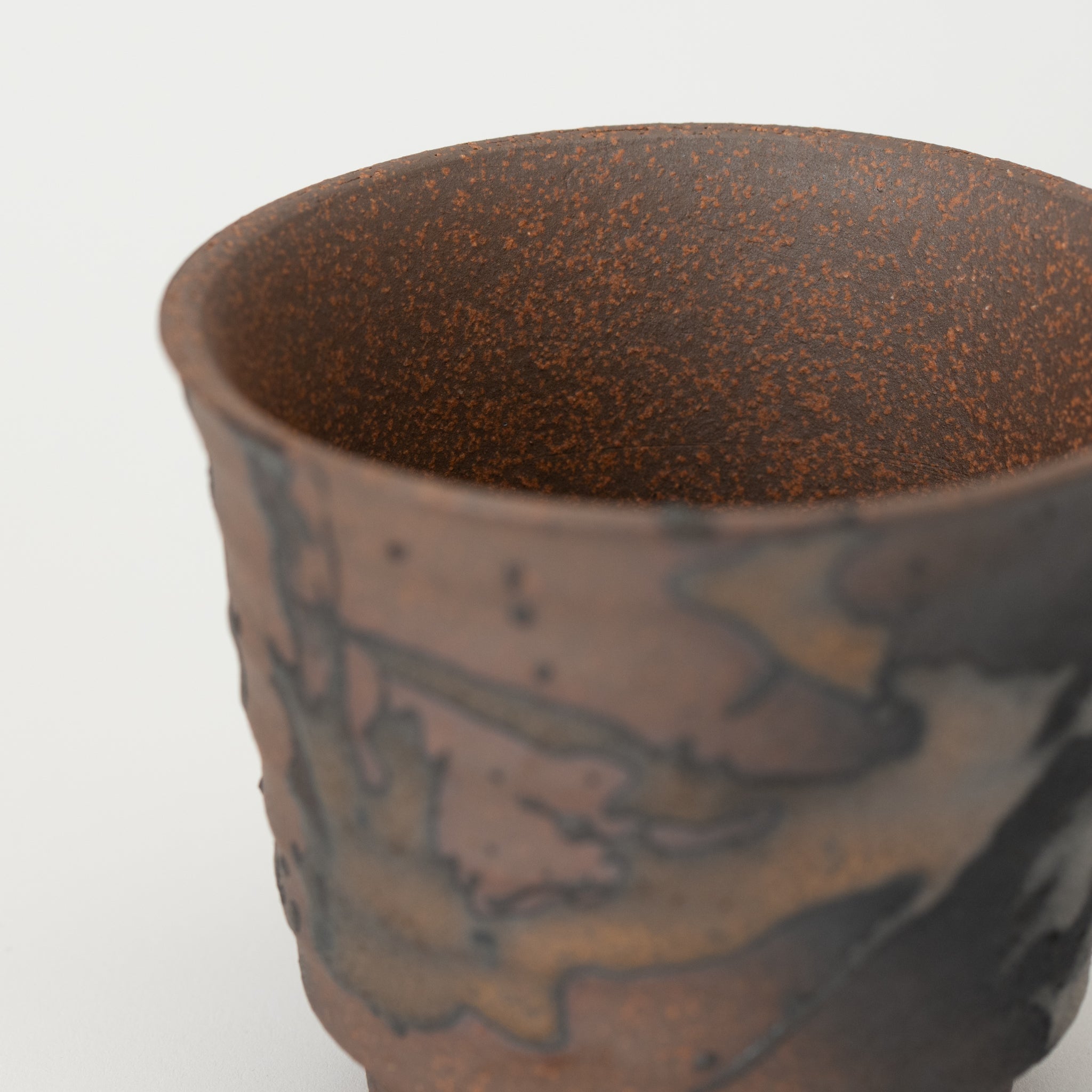 Naginowa Gold Paint Corrugated BANKO Ware Japanese Bonsai Pot 3.6in.