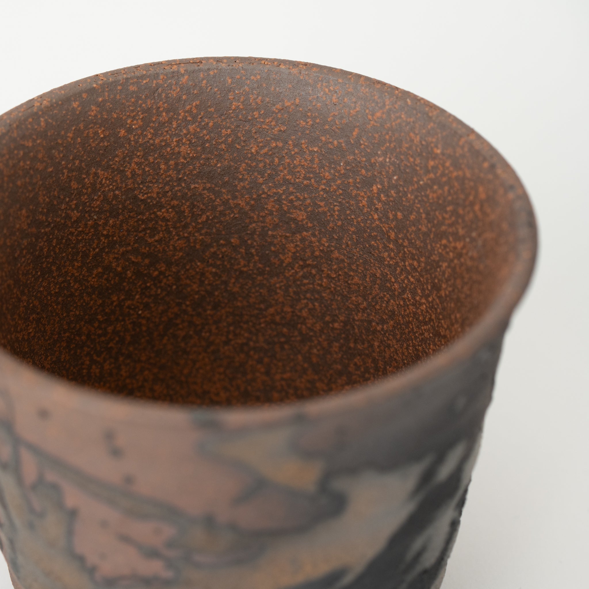 Naginowa Gold Paint Corrugated BANKO Ware Japanese Bonsai Pot 3.6in.