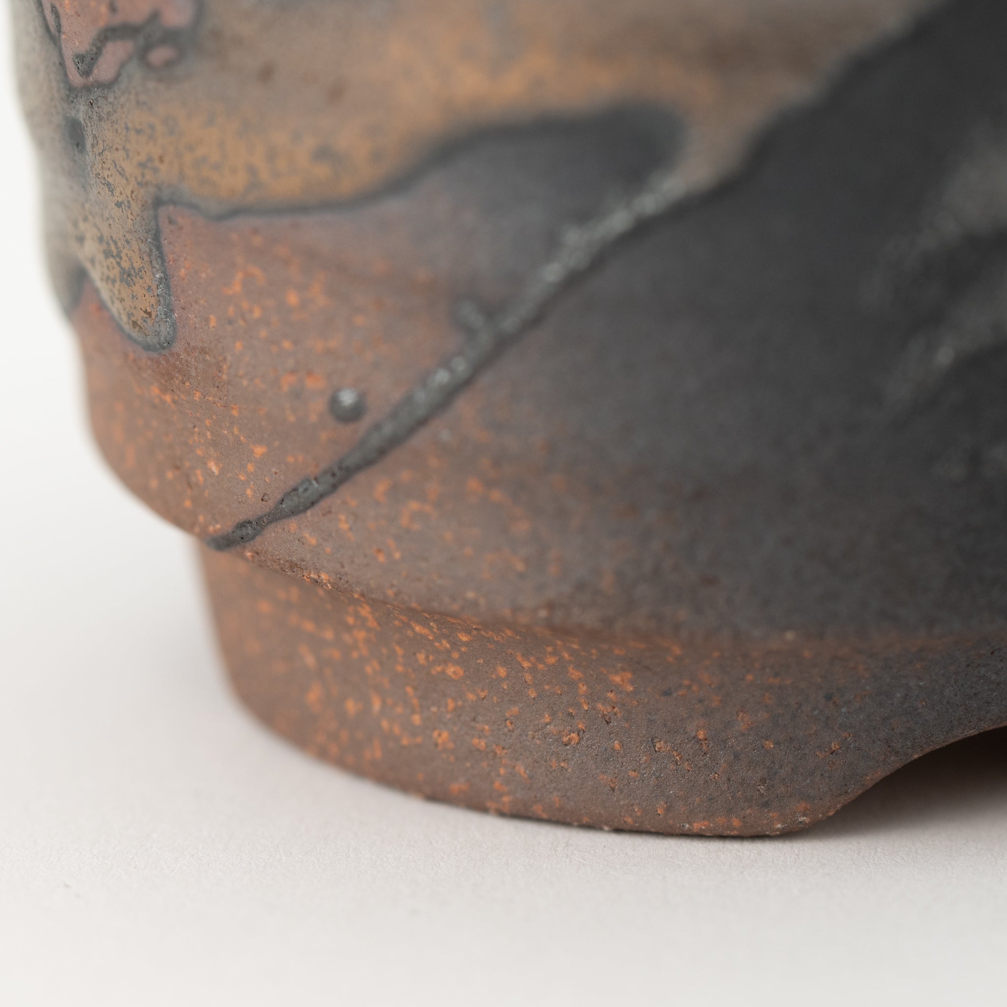 Naginowa Gold Paint Corrugated BANKO Ware Japanese Bonsai Pot 3.6in.