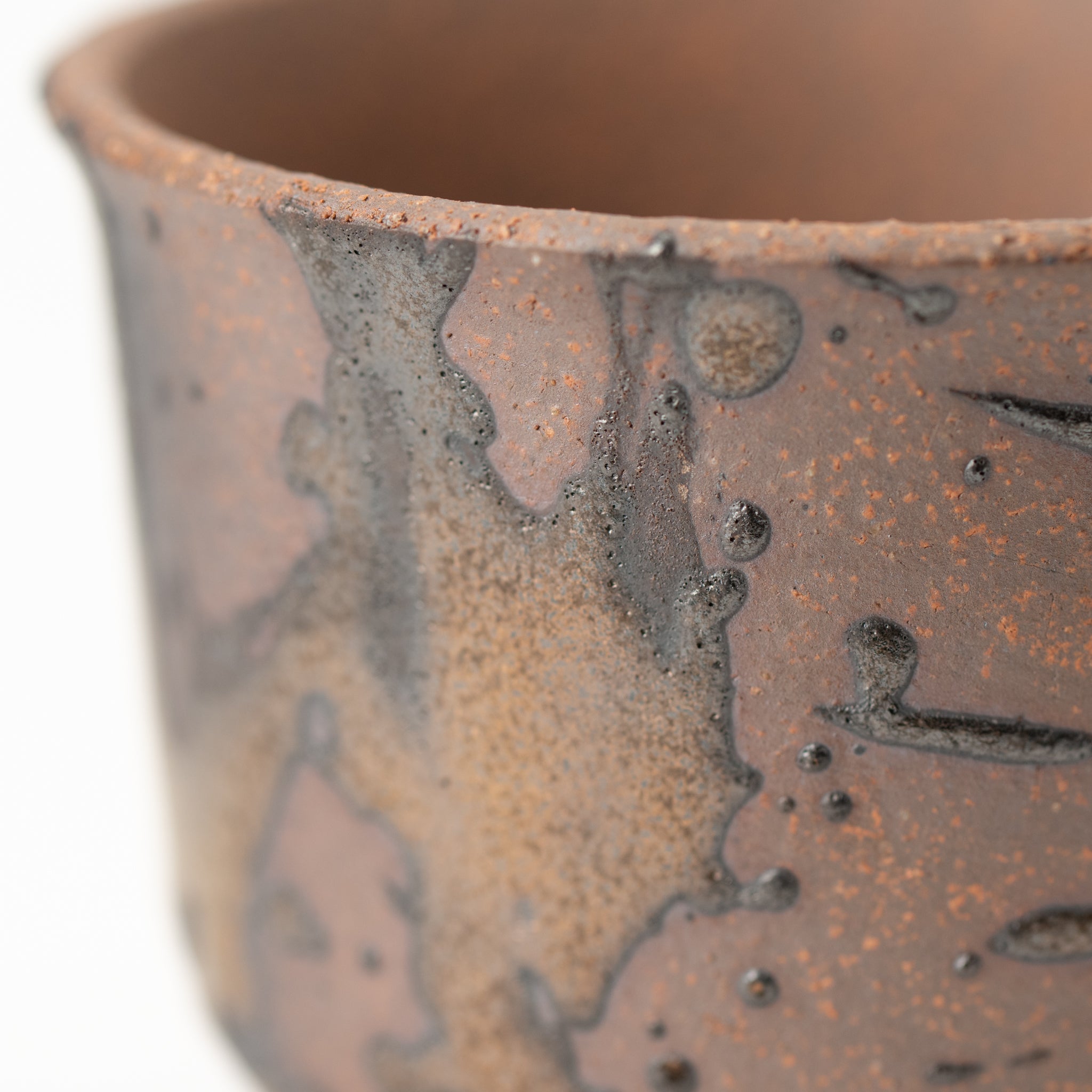 Naginowa Gold Paint Rounded BANKO Ware Japanese Bonsai Pot 3.6in.