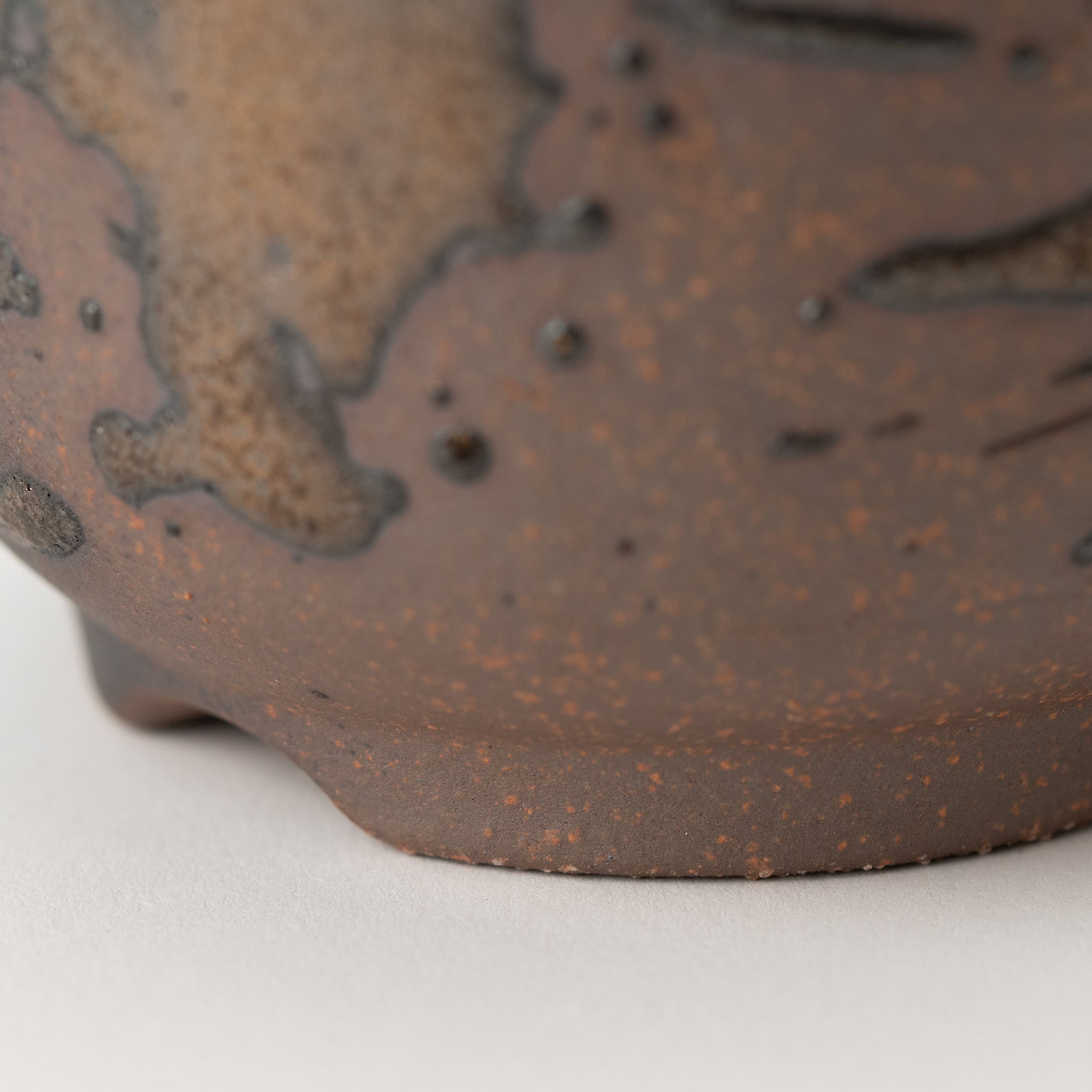 Naginowa Gold Paint Rounded BANKO Ware Japanese Bonsai Pot 3.6in.