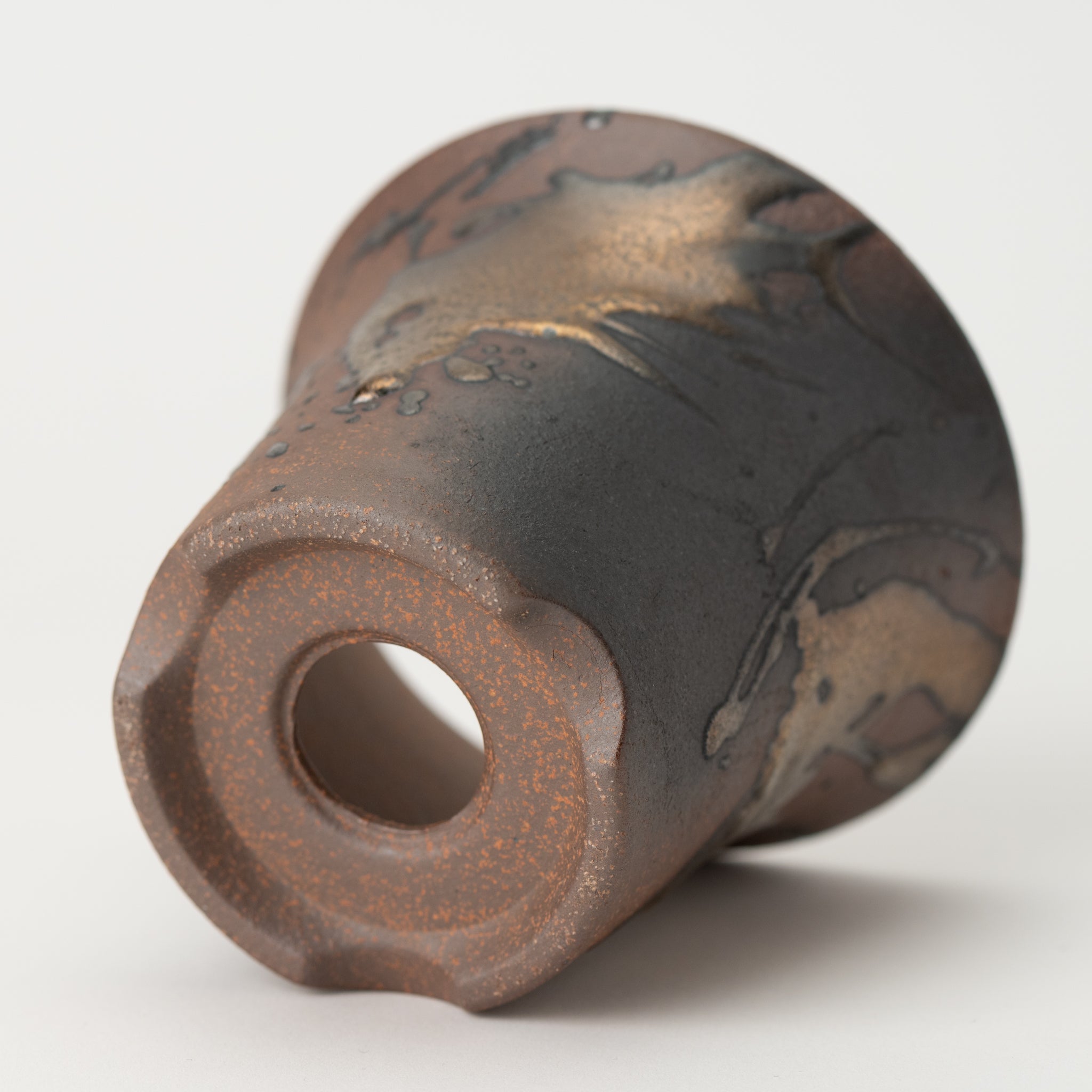 Naginowa Gold Paint Warped BANKO Ware Japanese Bonsai Pot 3.6in.