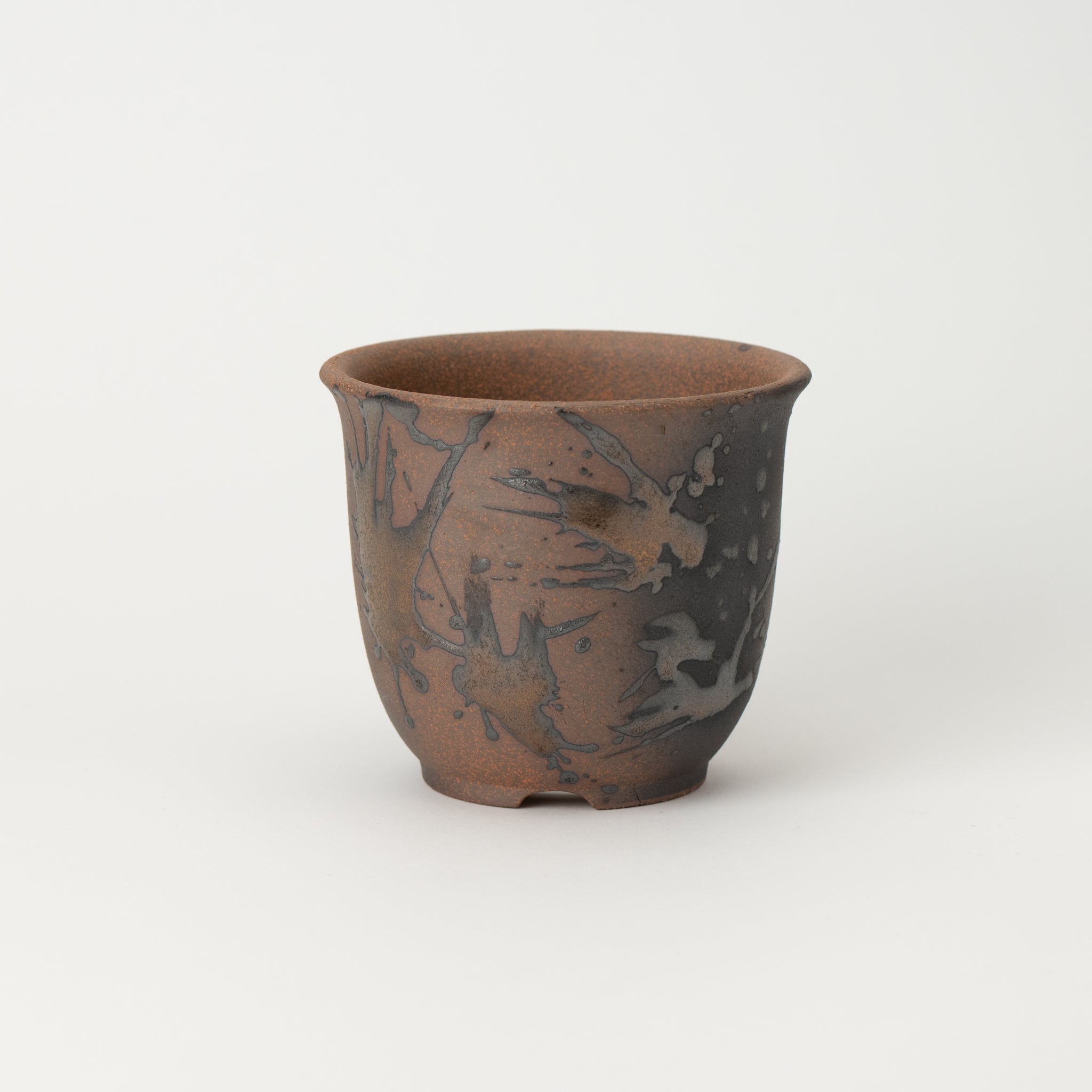 Naginowa Gold Paint Deep rounded BANKO Ware Japanese Bonsai Pot 3.6in.