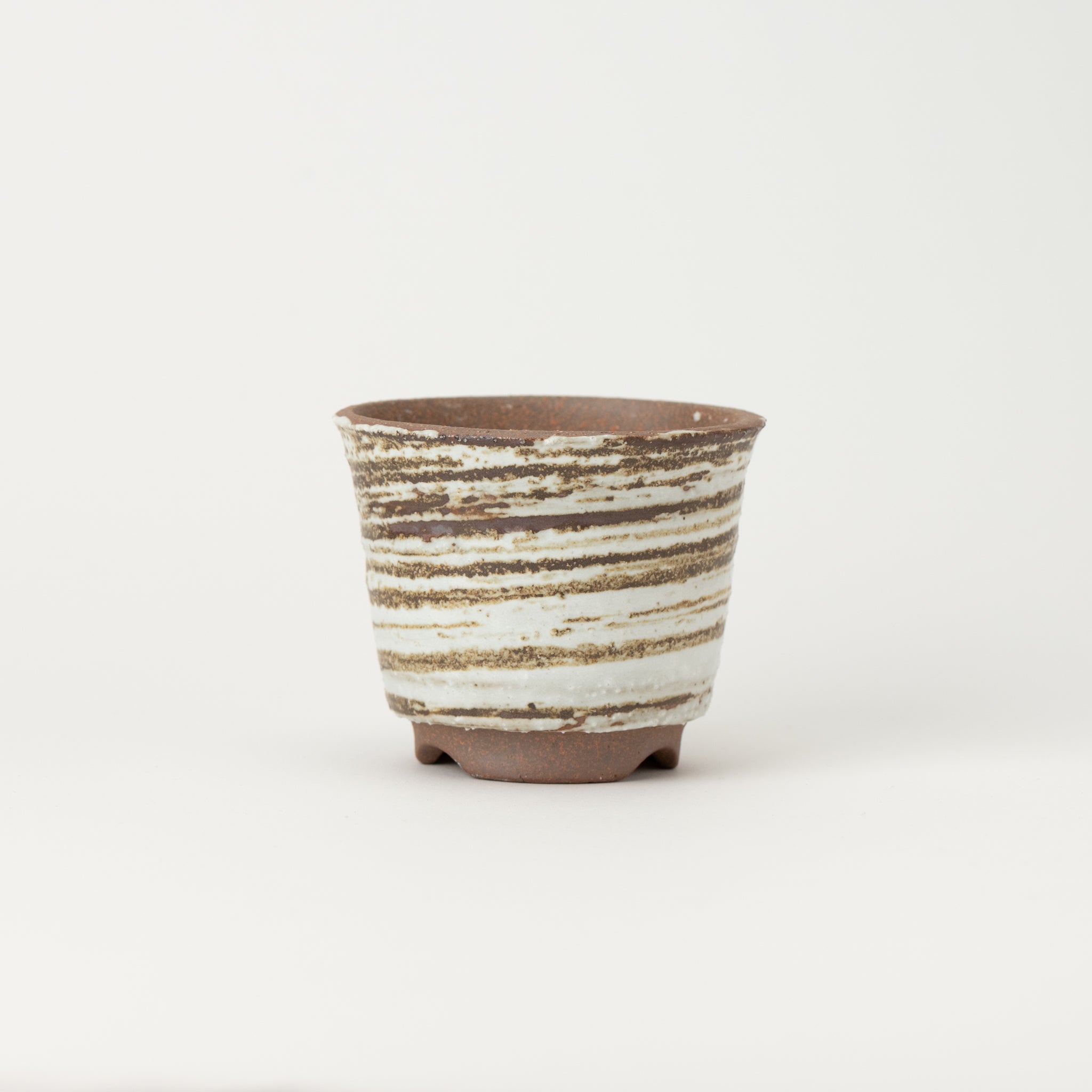 Naginowa Brush Marks Corrugated BANKO Ware Japanese Bonsai Pot 3.6in.