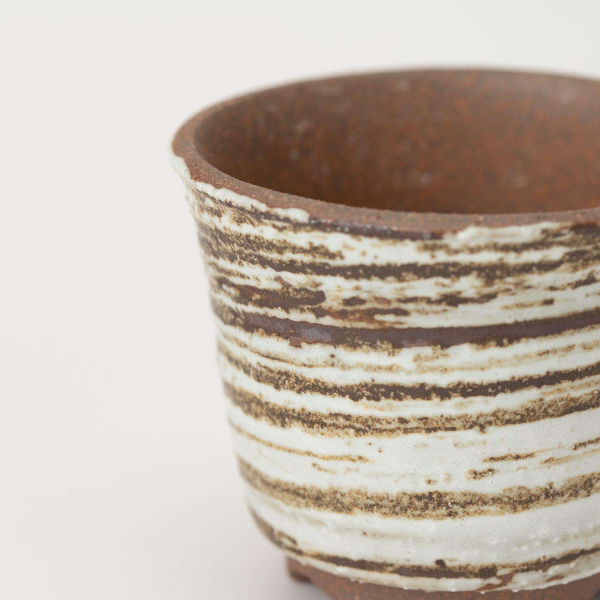 Naginowa Brush Marks Corrugated BANKO Ware Japanese Bonsai Pot 3.6in.