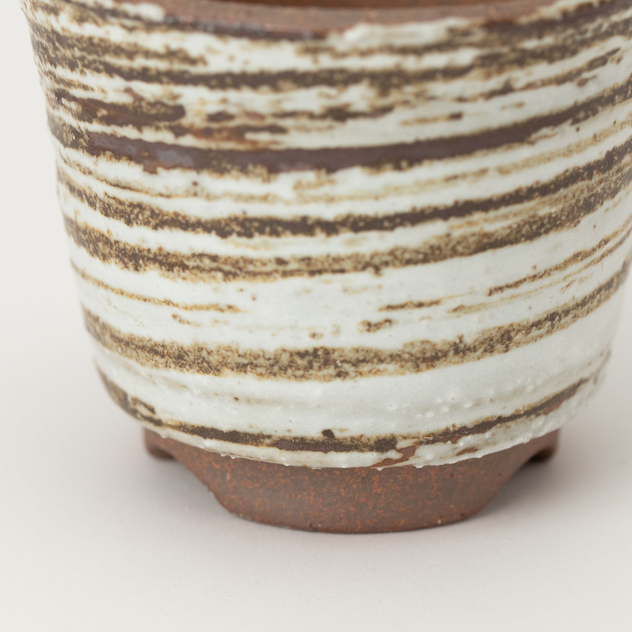 Naginowa Brush Marks Corrugated BANKO Ware Japanese Bonsai Pot 3.6in.