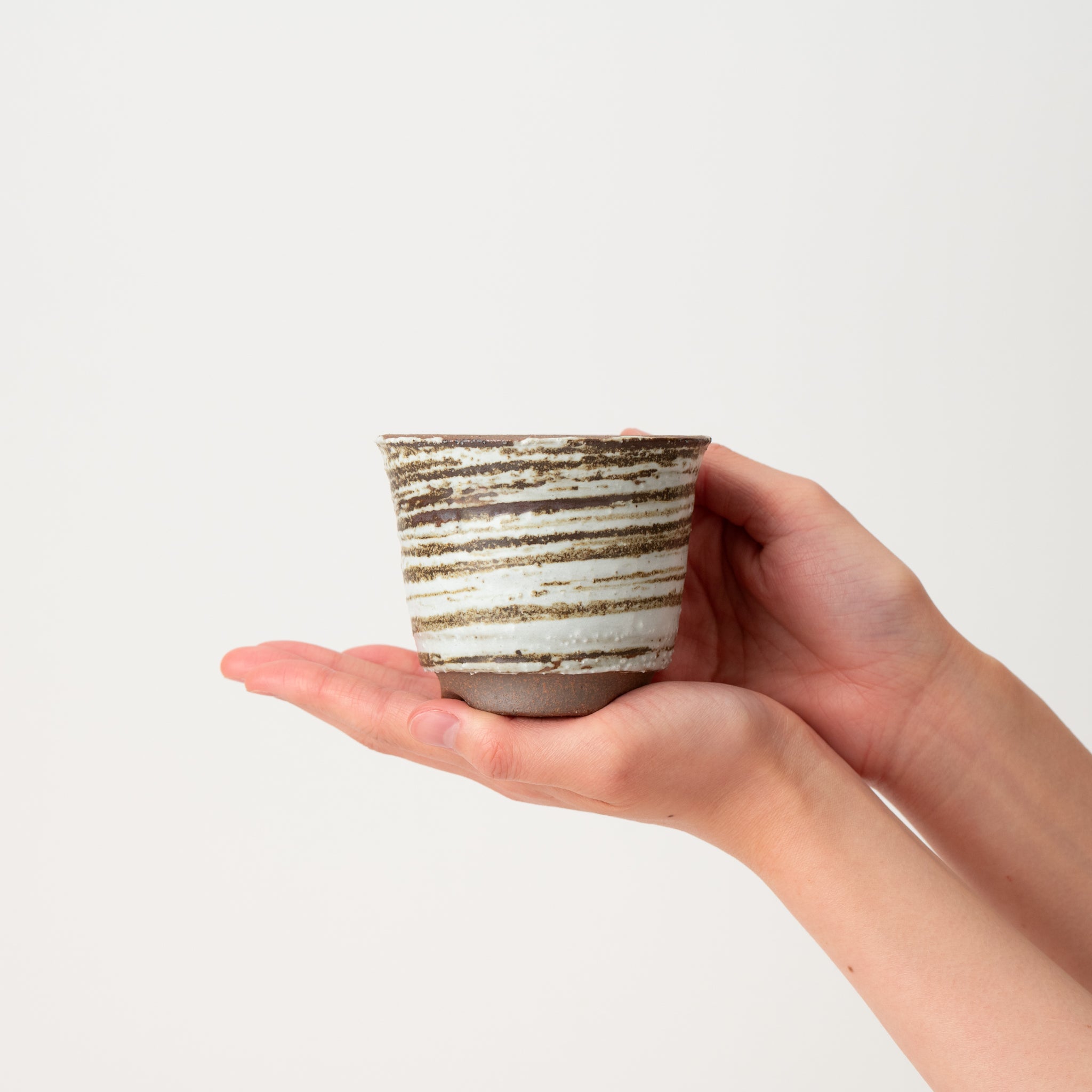 Naginowa Brush Marks Corrugated BANKO Ware Japanese Bonsai Pot 3.6in.