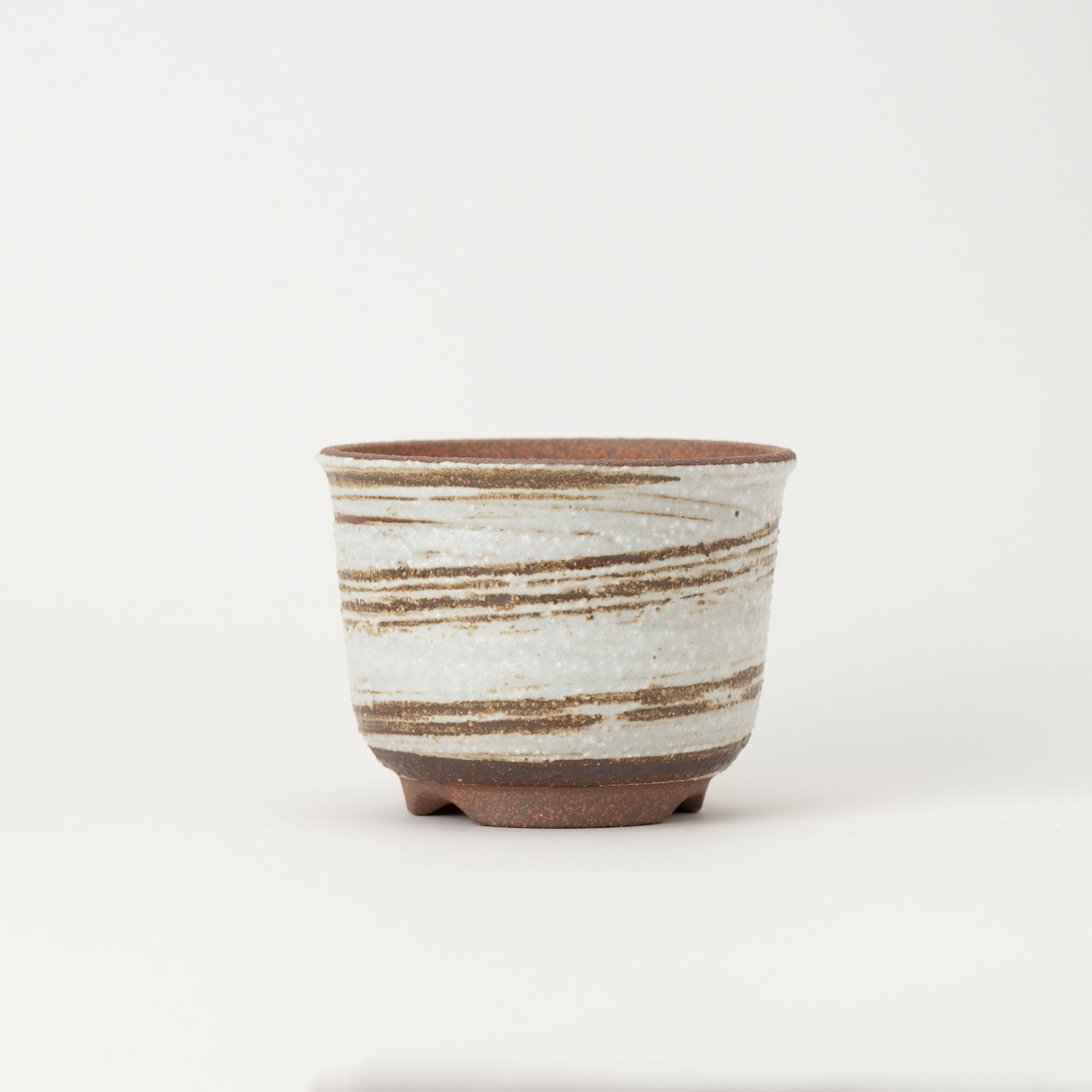 Naginowa Brush Marks Rounded BANKO Ware Japanese Bonsai Pot 4.3in.