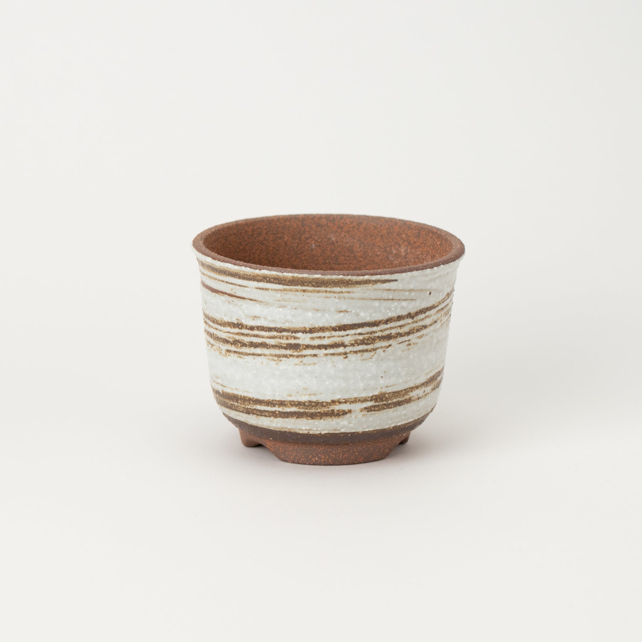 Naginowa Brush Marks Rounded BANKO Ware Japanese Bonsai Pot 4.3in.