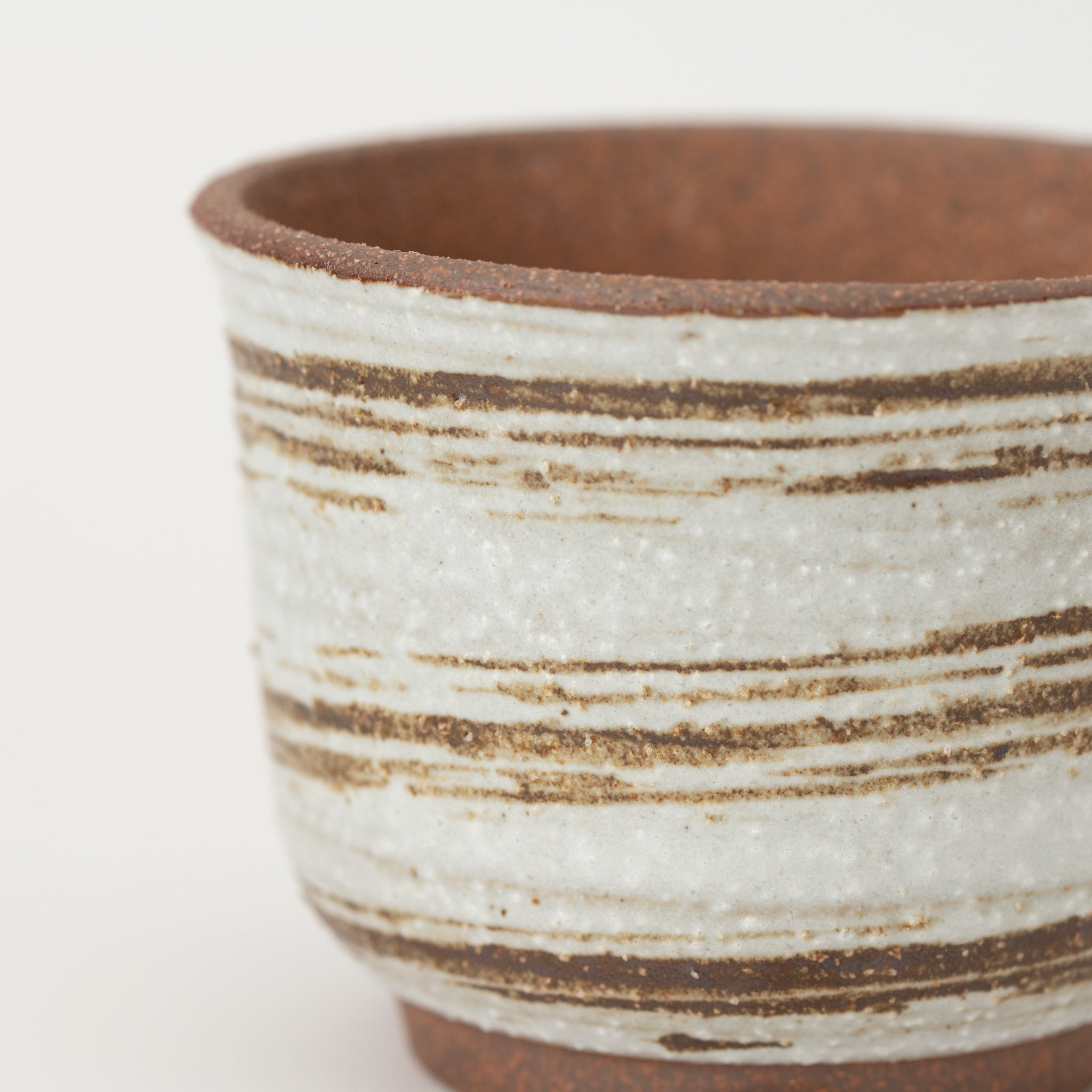 Naginowa Brush Marks Rounded BANKO Ware Japanese Bonsai Pot 4.3in.