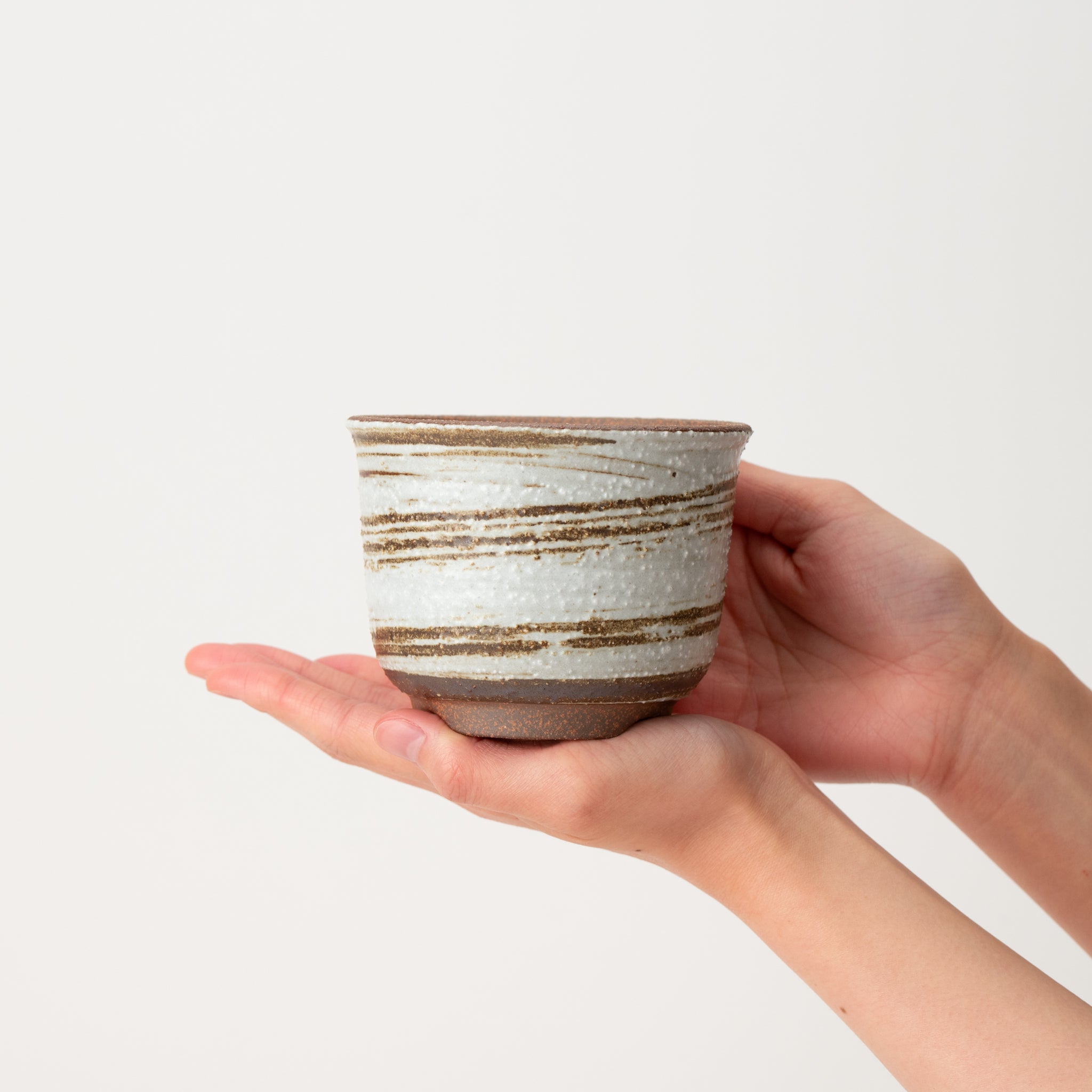 Naginowa Brush Marks Rounded BANKO Ware Japanese Bonsai Pot 4.3in.