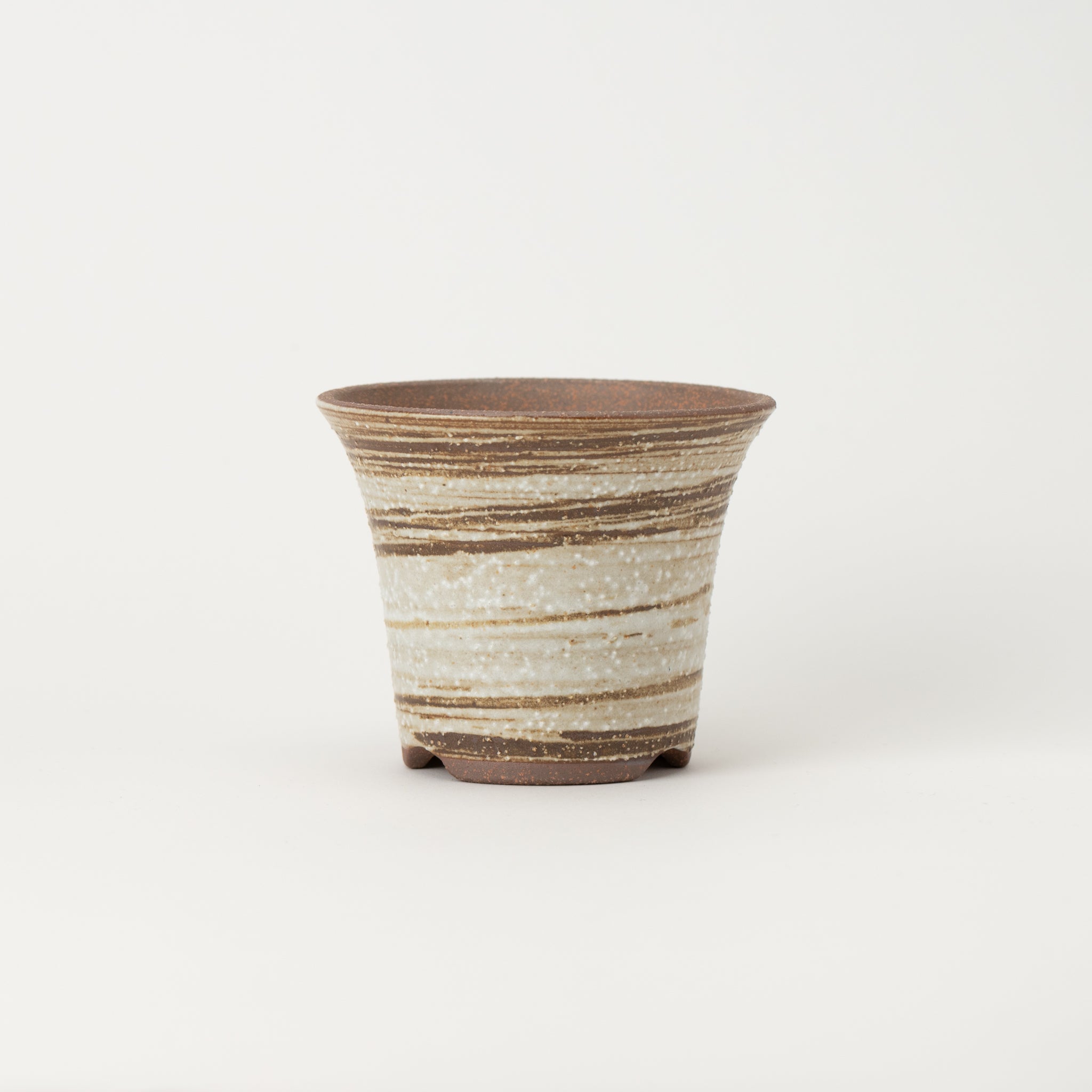 Naginowa Brush Marks Warped BANKO Ware Japanese Bonsai Pot 4.3in.