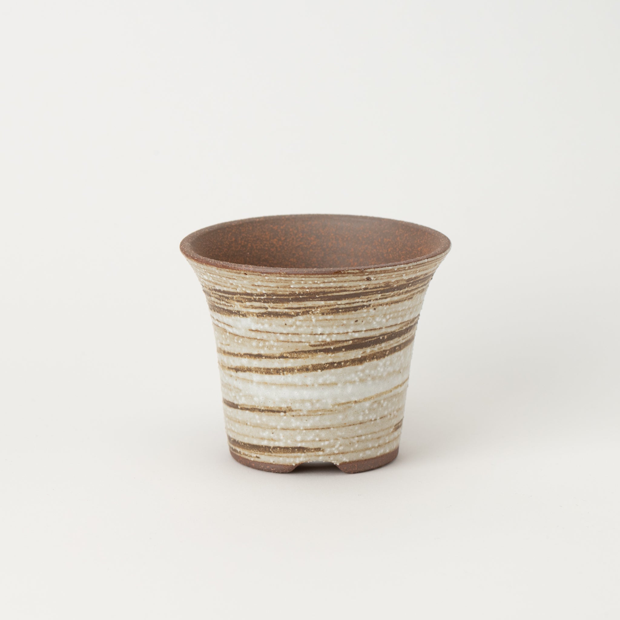 Naginowa Brush Marks Warped BANKO Ware Japanese Bonsai Pot 4.3in.