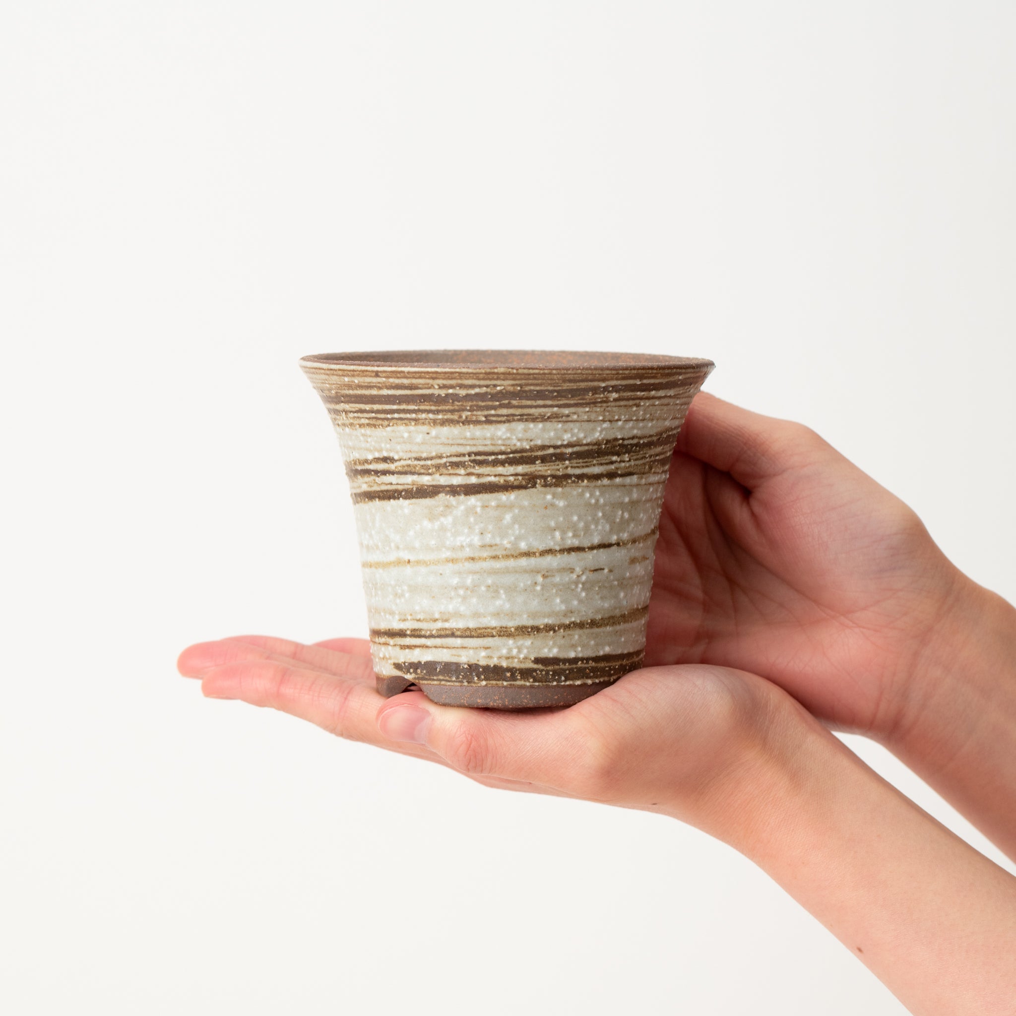 Naginowa Brush Marks Warped BANKO Ware Japanese Bonsai Pot 4.3in.