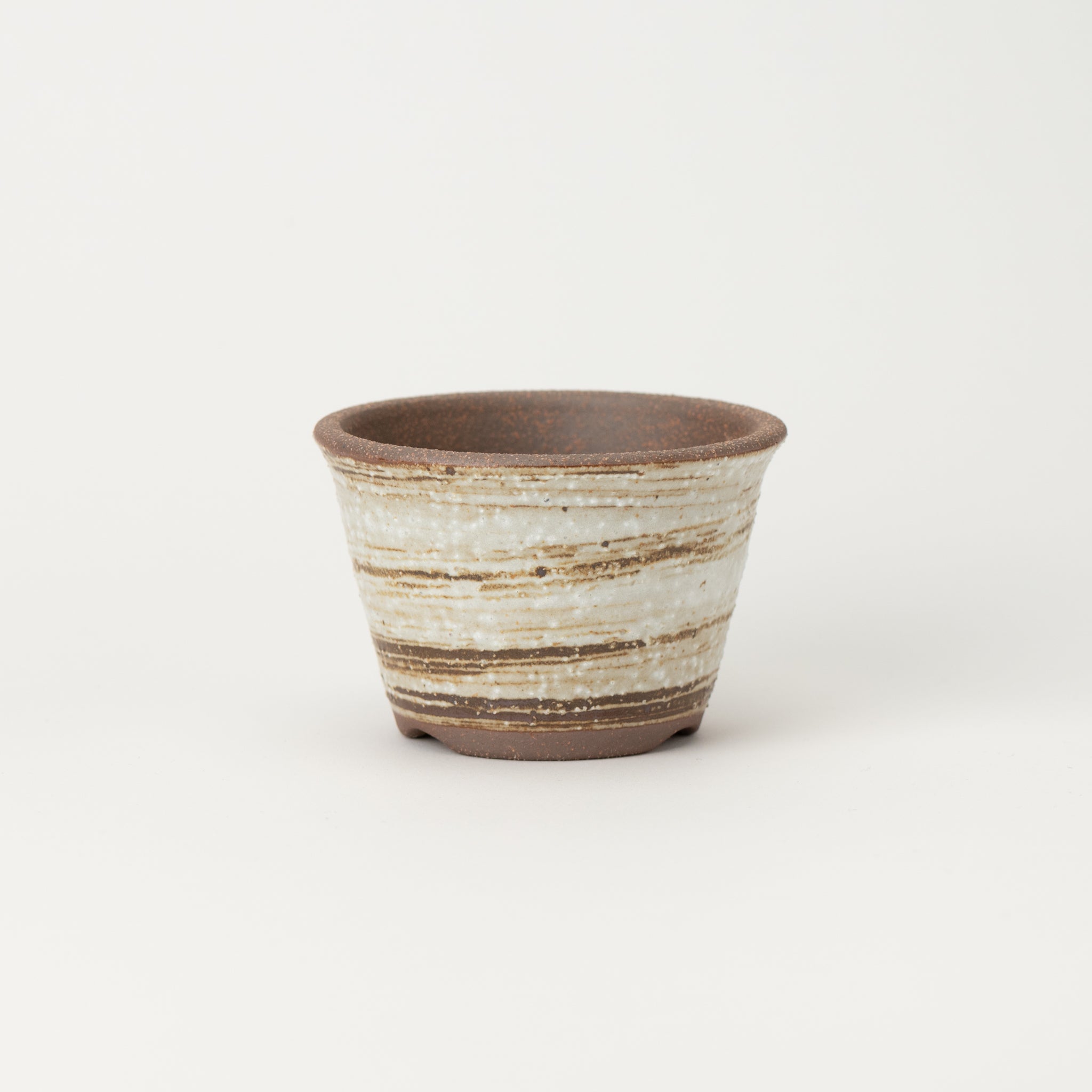 Naginowa Brush Marks Standard BANKO Ware Japanese Bonsai Pot 4.3in.