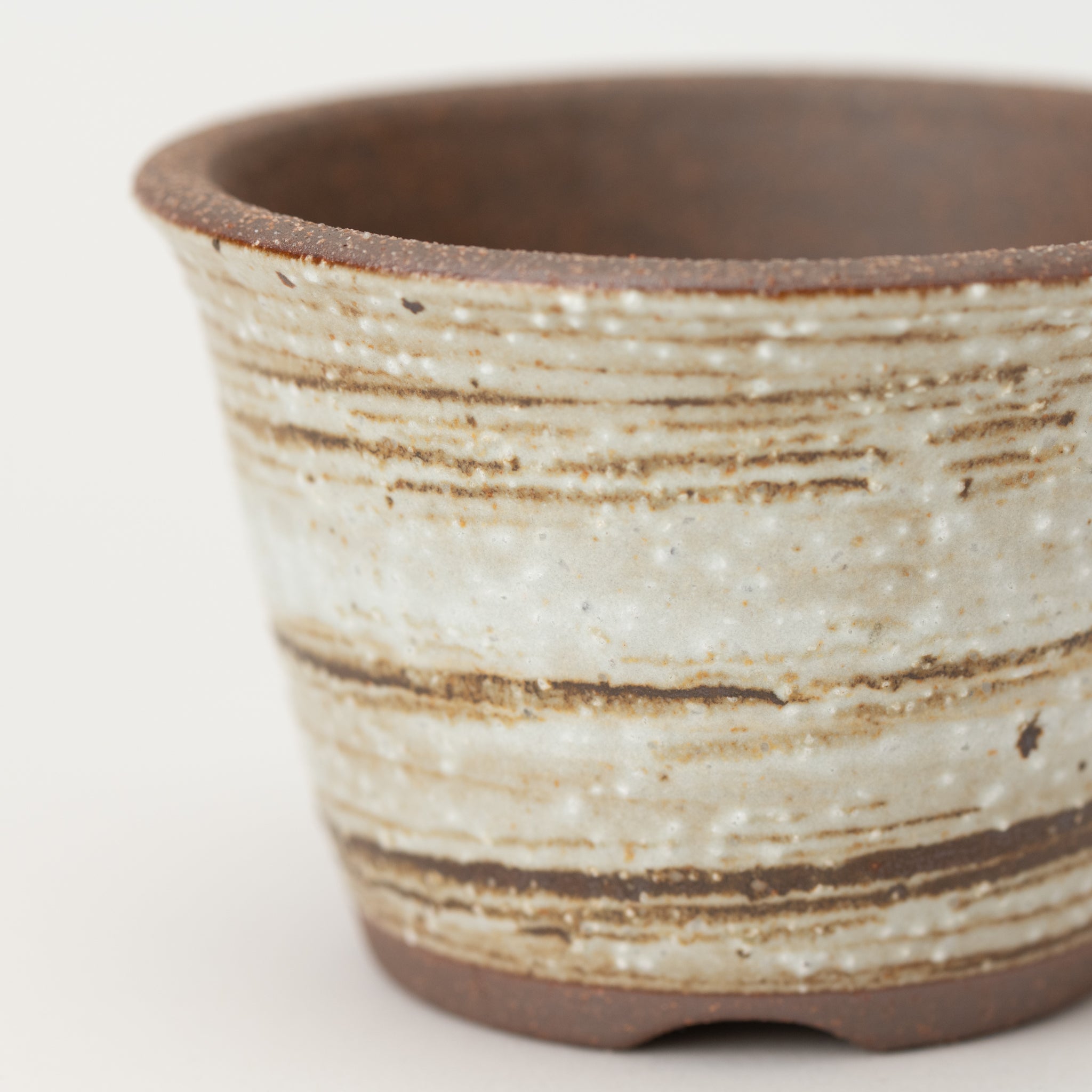 Naginowa Brush Marks Standard BANKO Ware Japanese Bonsai Pot 4.3in.