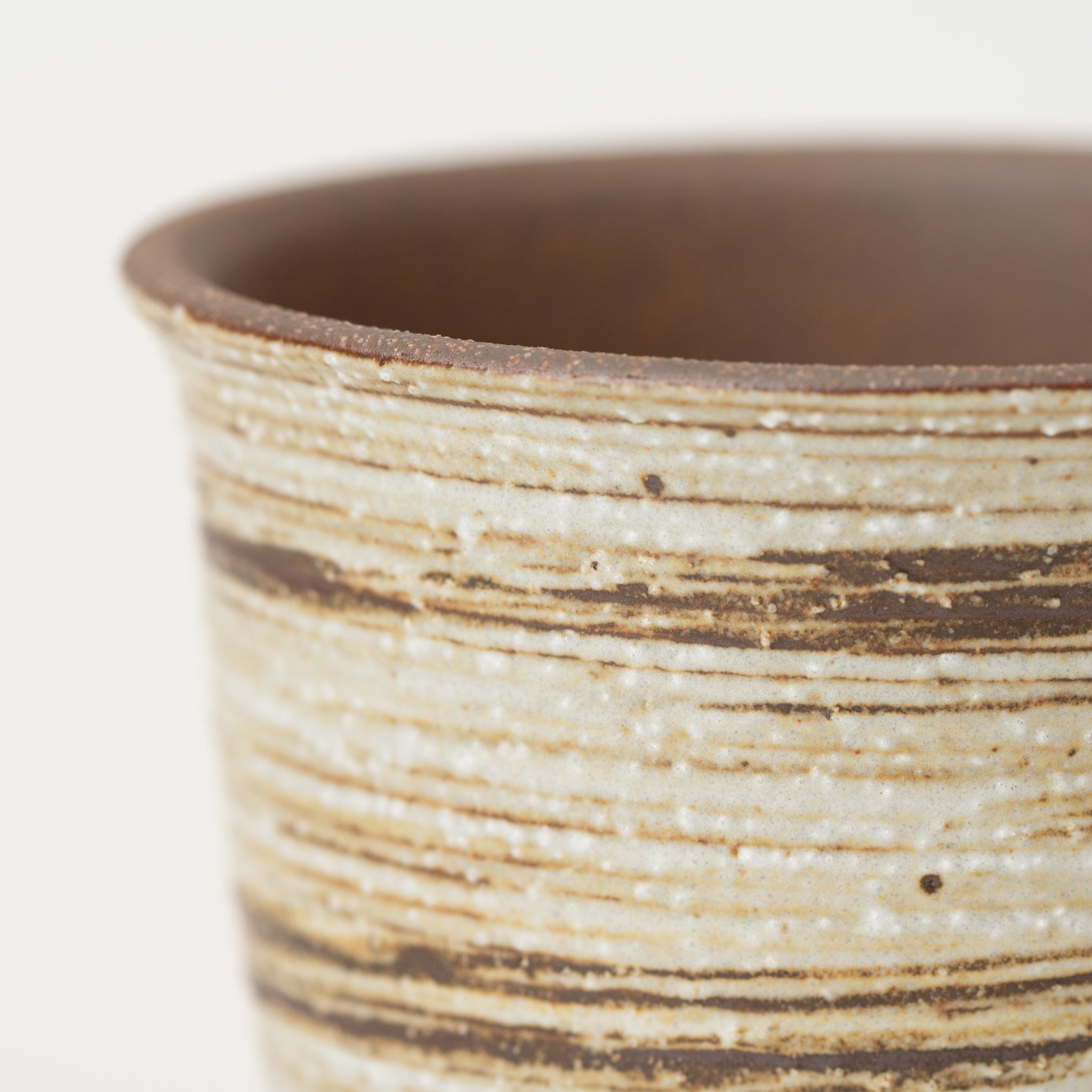 Naginowa Brush Marks Deep rounded BANKO Ware Japanese Bonsai Pot 4.7in.