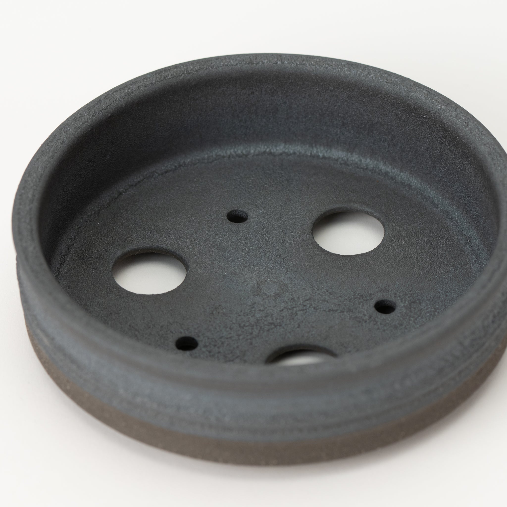 Naginowa Ibushi black Circle Shallow BANKO Ware Japanese Bonsai Pot 6.5 in.