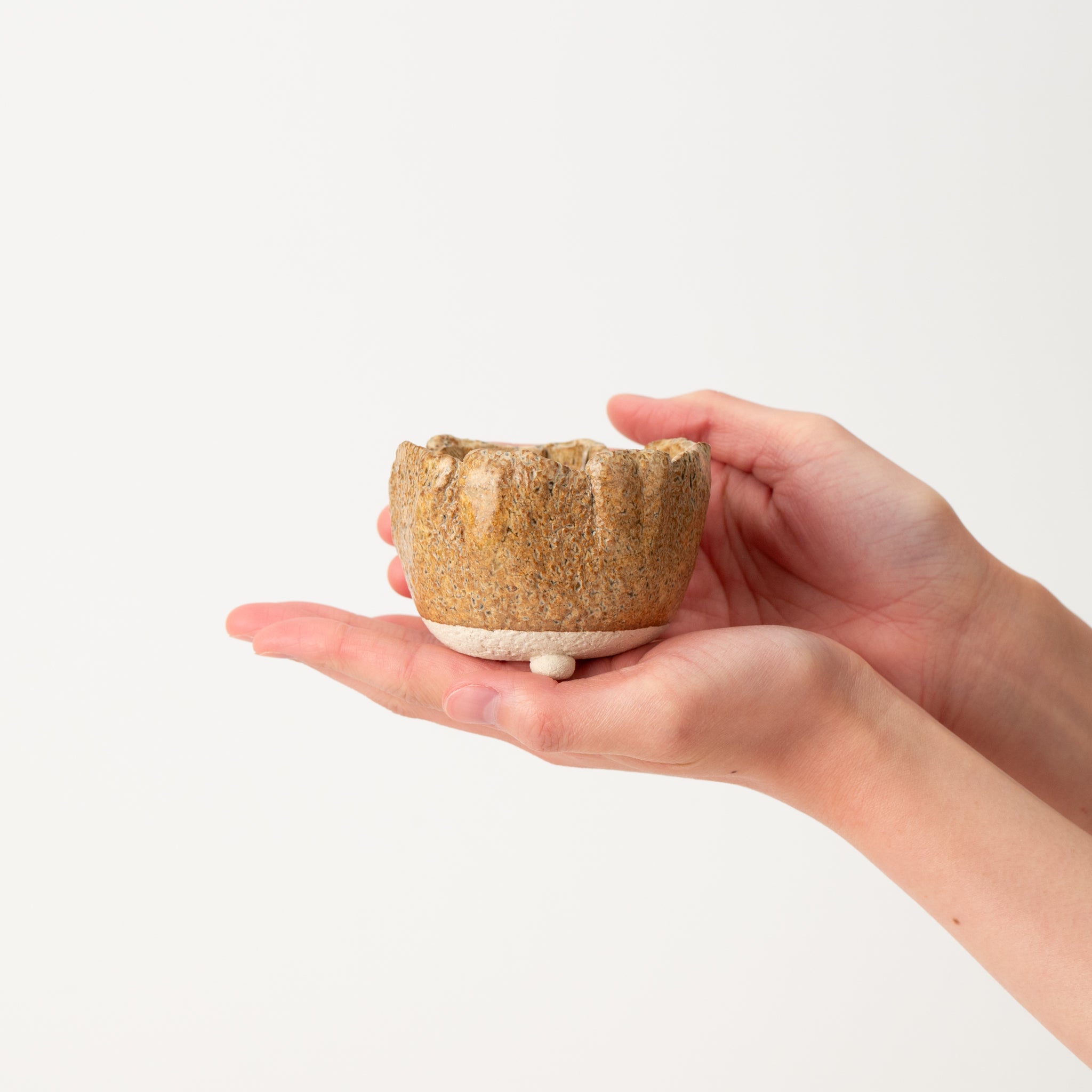 Naginowa Irabo Round Shape BANKO Ware Japanese Bonsai Pot 3.3 in.