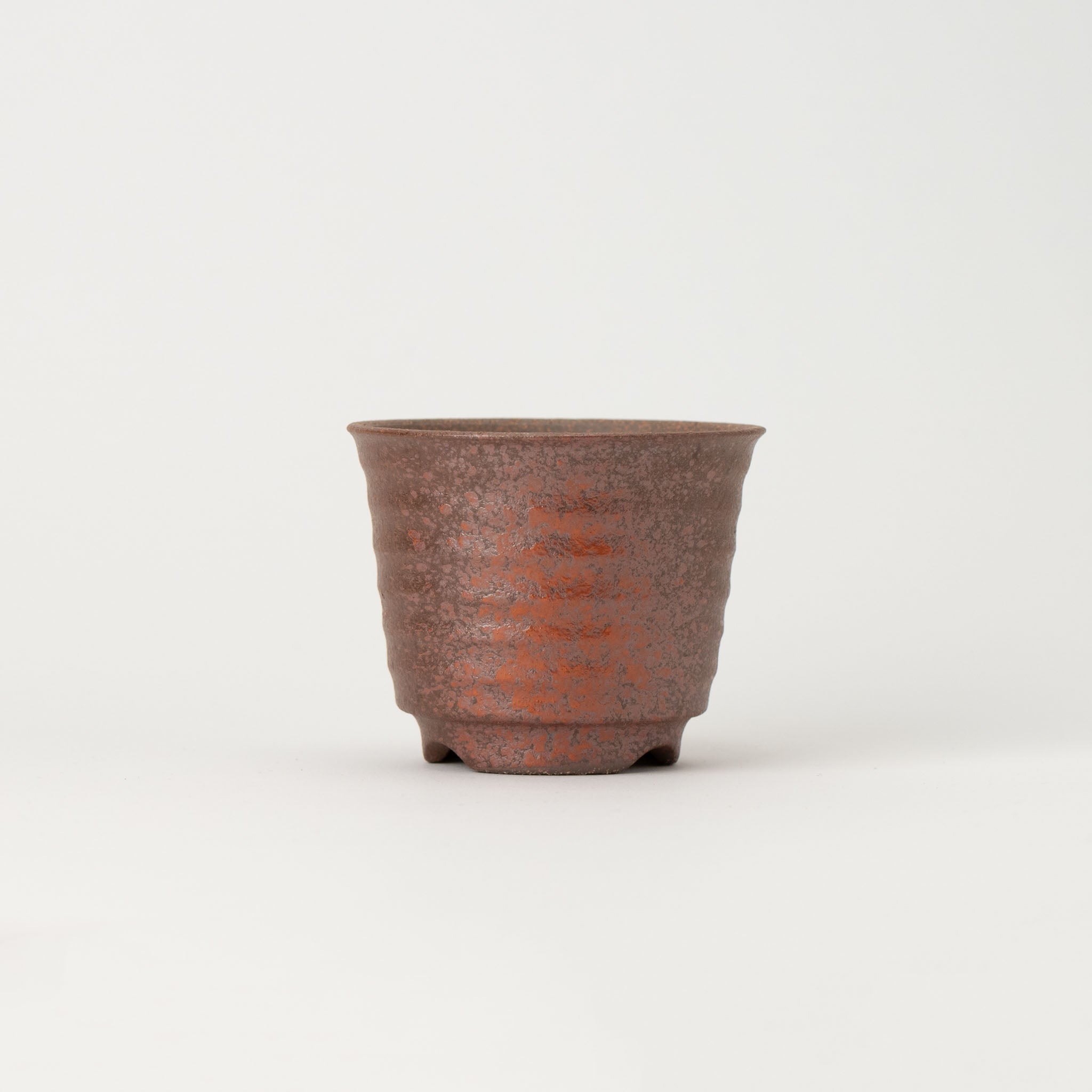 Naginowa Akafuki Corrugated BANKO Ware Japanese Bonsai Pot 3.6 in.