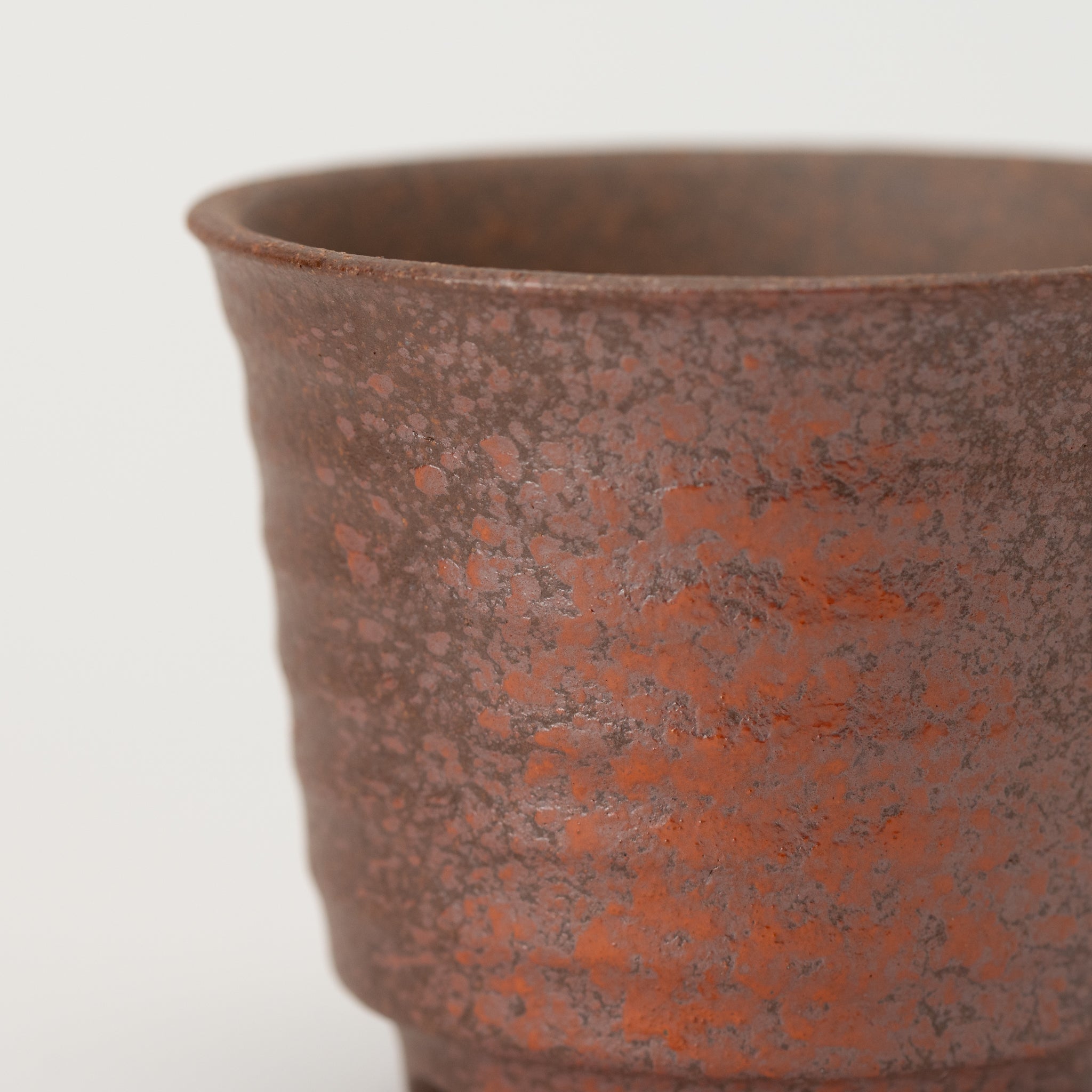 Naginowa Akafuki Corrugated BANKO Ware Japanese Bonsai Pot 3.6 in.