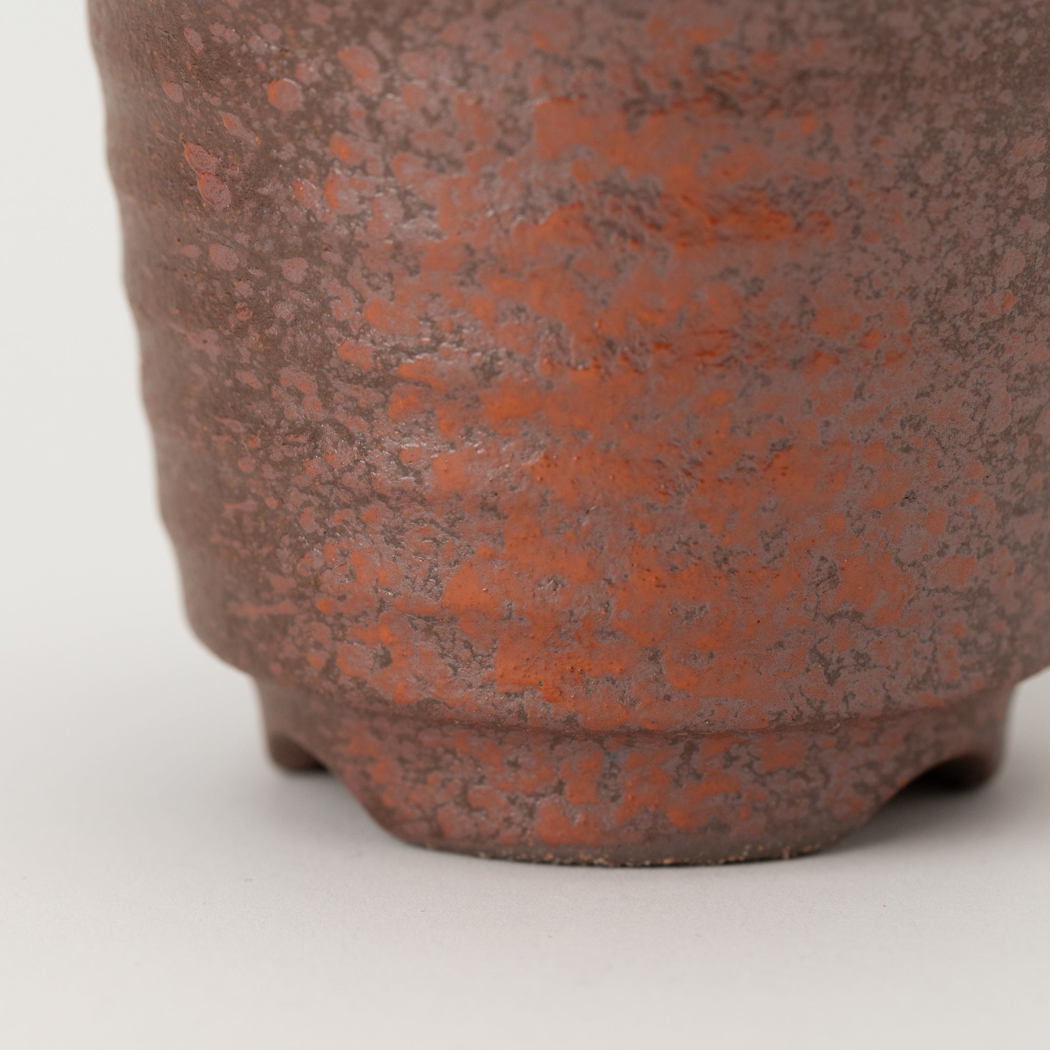 Naginowa Akafuki Corrugated BANKO Ware Japanese Bonsai Pot 3.6 in.