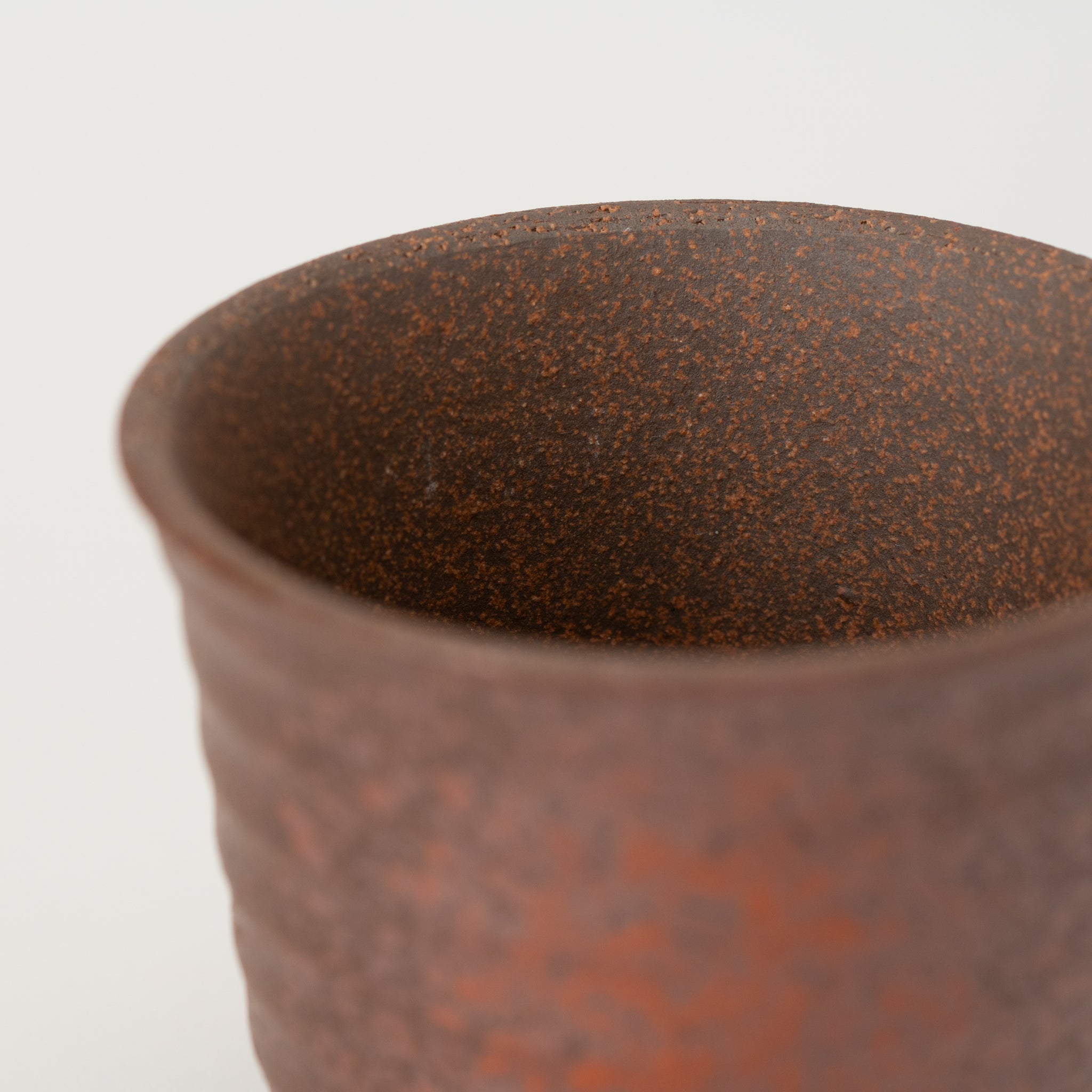 Naginowa Akafuki Corrugated BANKO Ware Japanese Bonsai Pot 3.6 in.