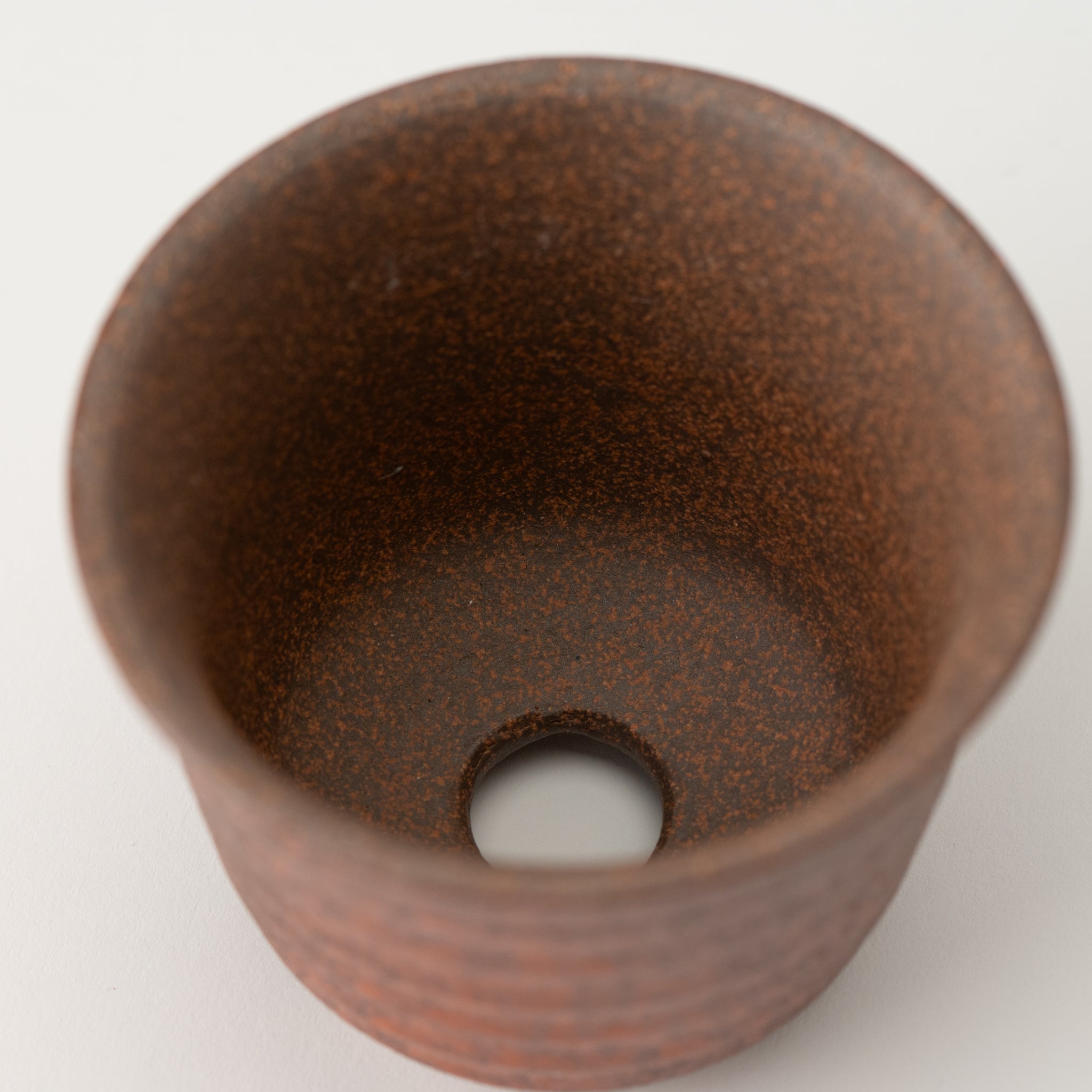 Naginowa Akafuki Corrugated BANKO Ware Japanese Bonsai Pot 3.6 in.