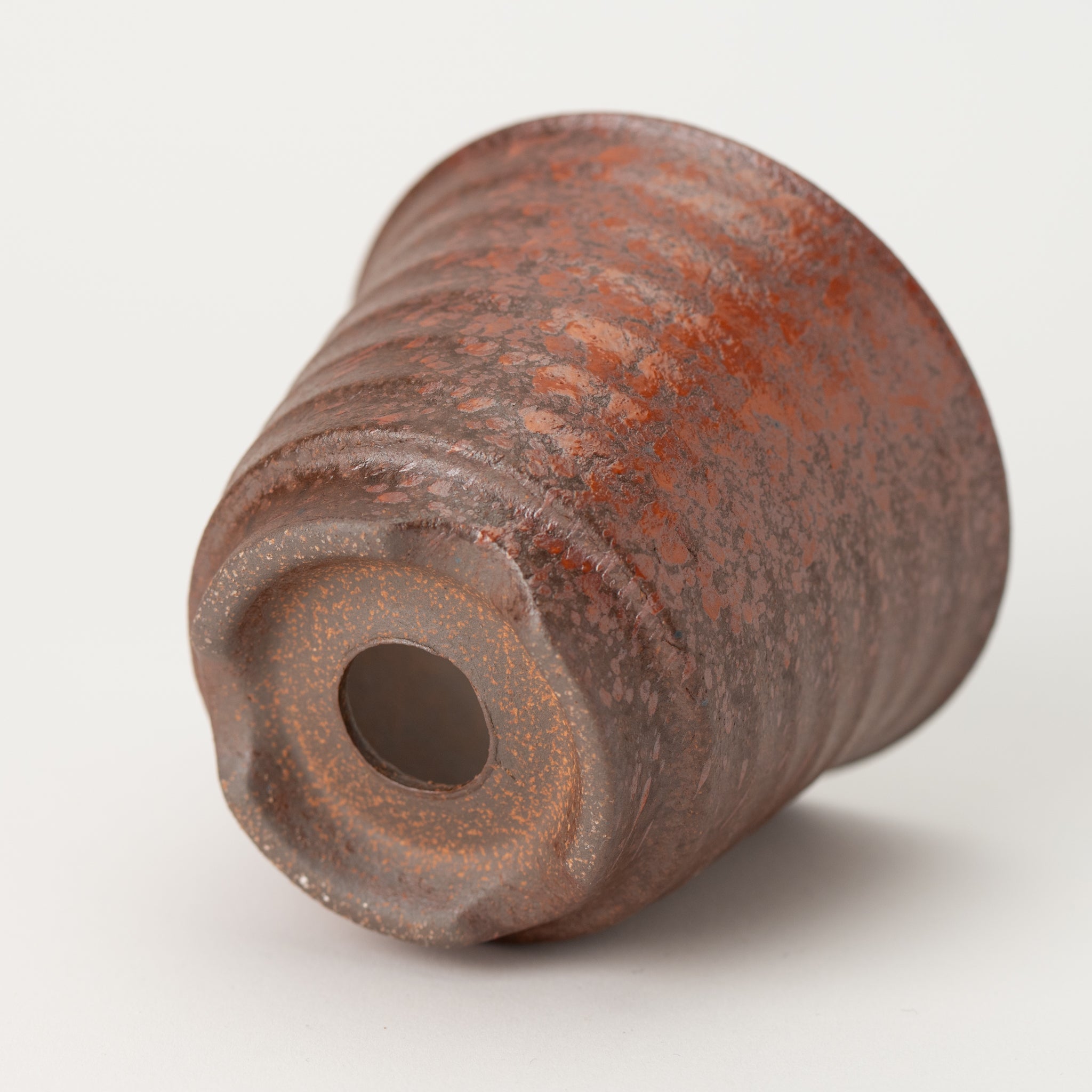 Naginowa Akafuki Corrugated BANKO Ware Japanese Bonsai Pot 3.6 in.