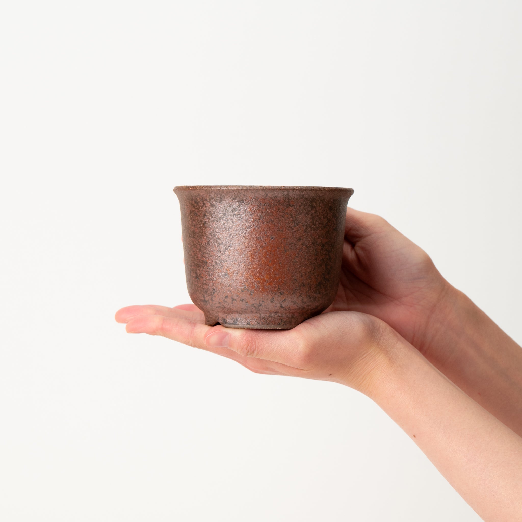 Naginowa Akafuki Rounded BANKO Ware Japanese Bonsai Pot 4.6 in.
