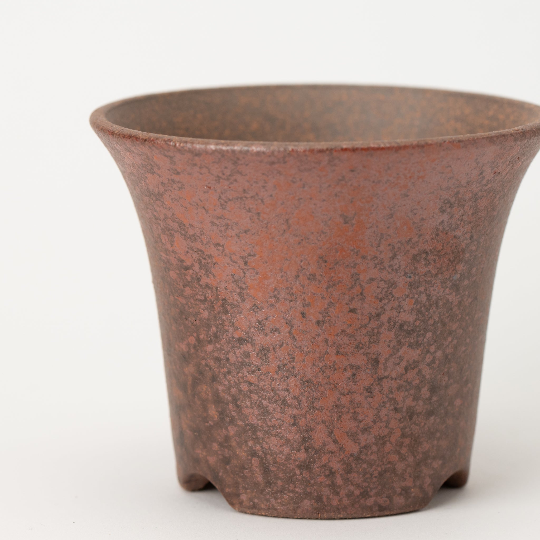 Naginowa Akafuki Warped BANKO Ware Japanese Bonsai Pot 4.3 in.