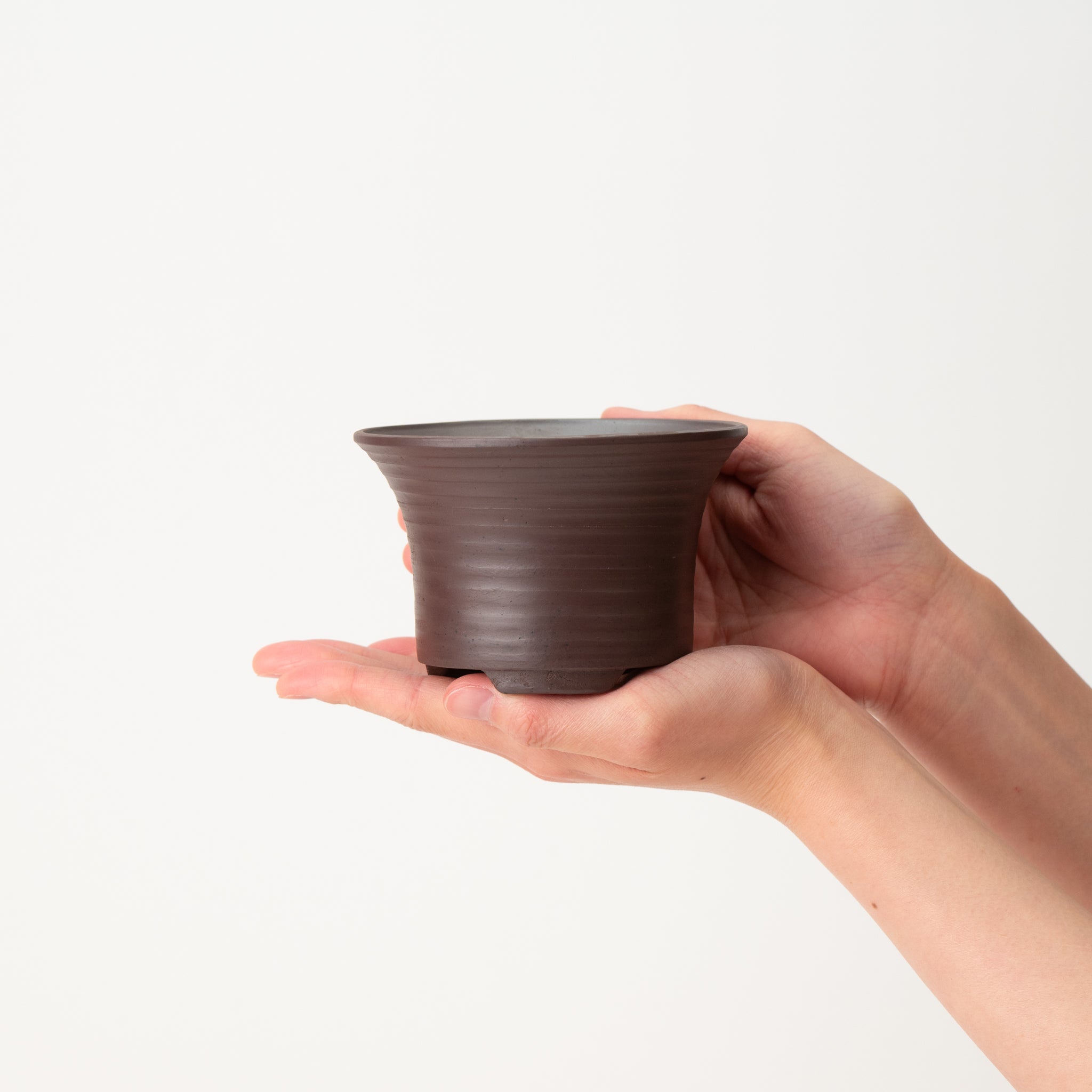 Naginowa Purple Mud Rounded BANKO Ware Japanese Bonsai Pot 4.4 in.