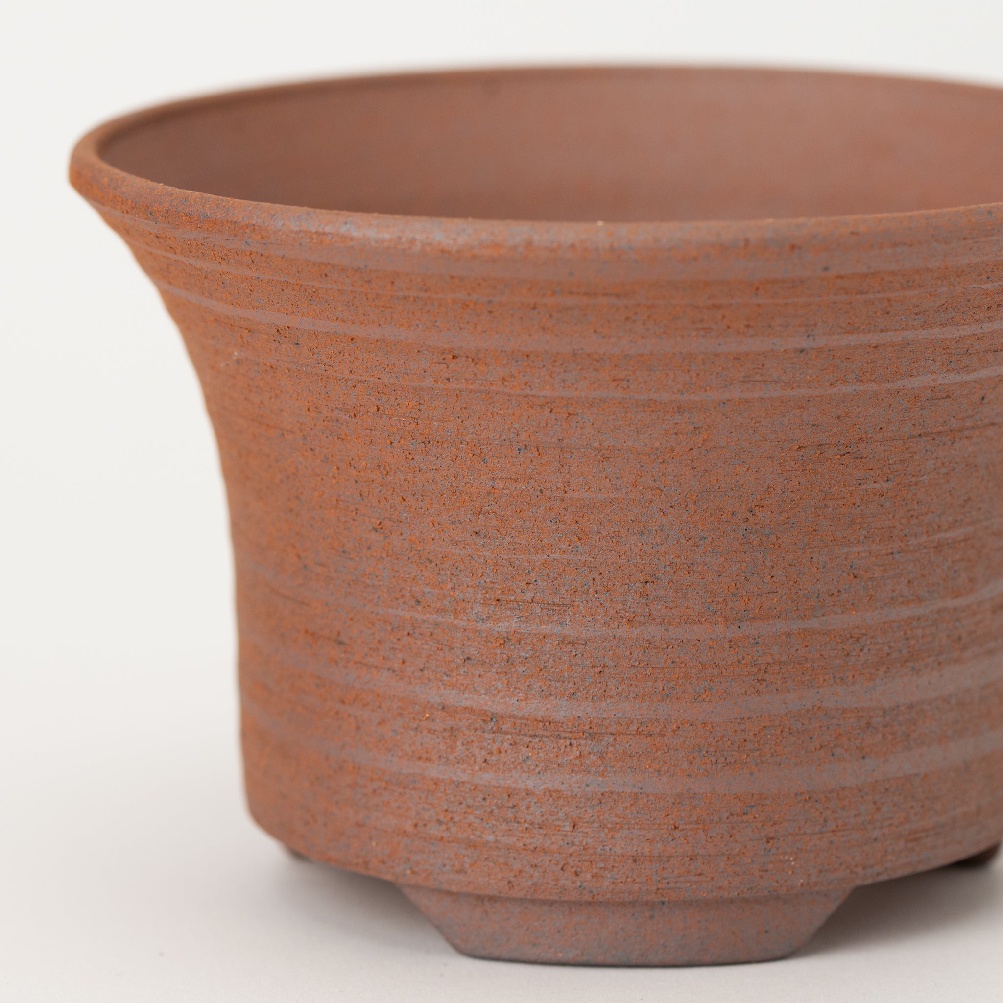 Naginowa Purple-Red Mud Rounded BANKO Ware Japanese Bonsai Pot 4.4 in.