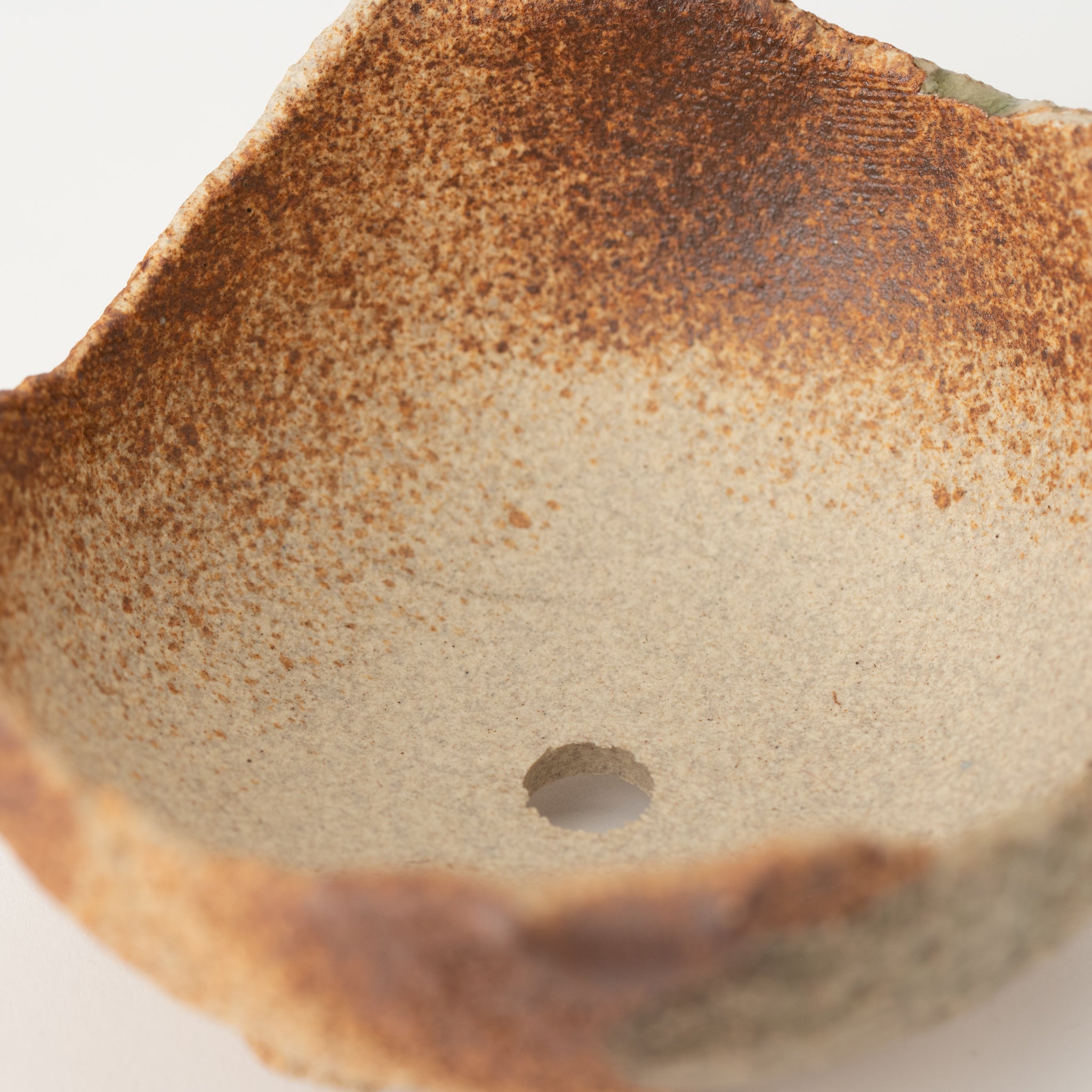 Naginowa Brown Oribe Beader BANKO Ware Japanese Bonsai Pot 4.7 in.