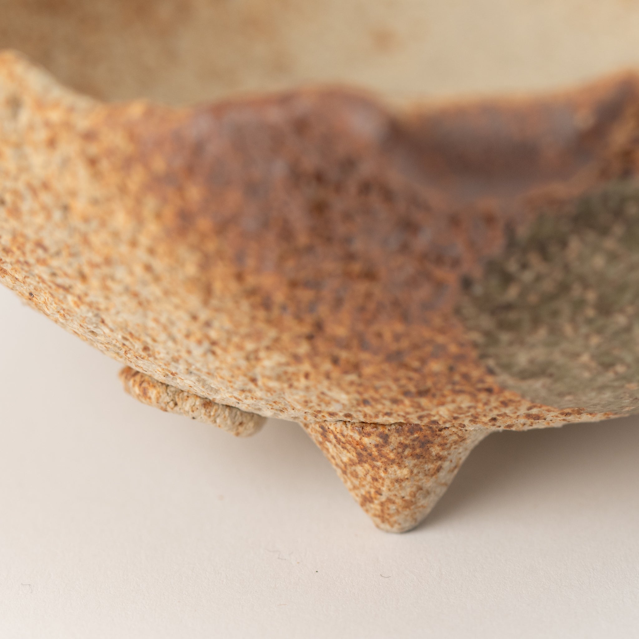 Naginowa Brown Oribe Beader BANKO Ware Japanese Bonsai Pot 4.7 in.