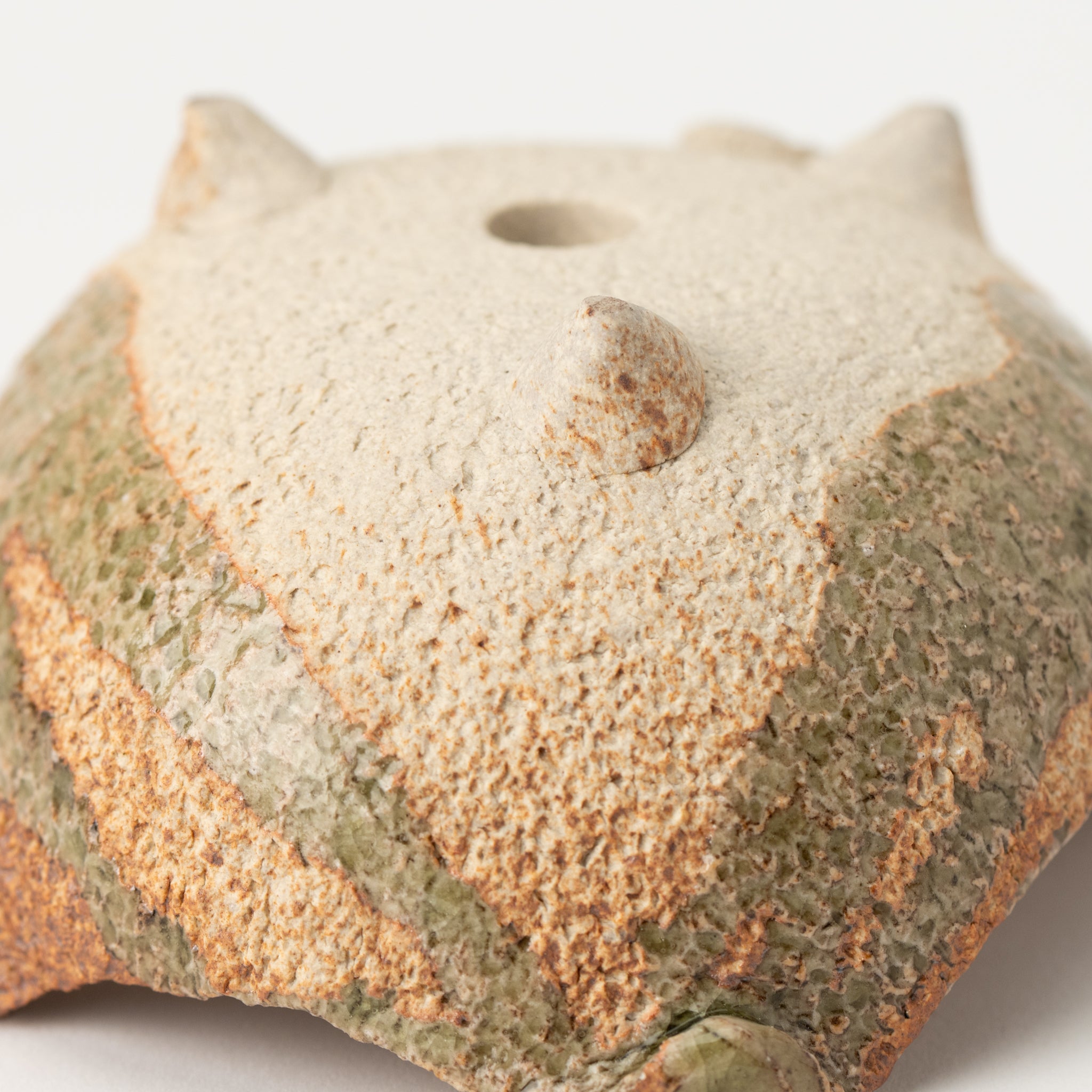 Naginowa Brown Oribe Beader BANKO Ware Japanese Bonsai Pot 4.7 in.