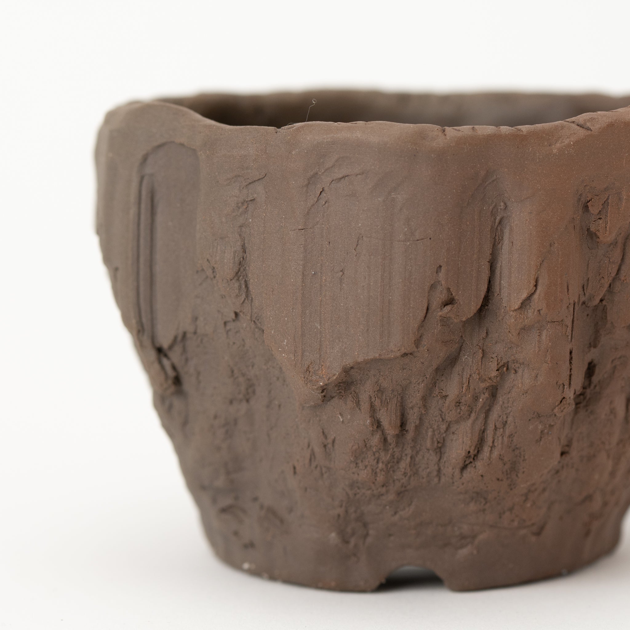 Naginowa Muddy Rock BANKO Ware Japanese Bonsai Pot 4.9 in.