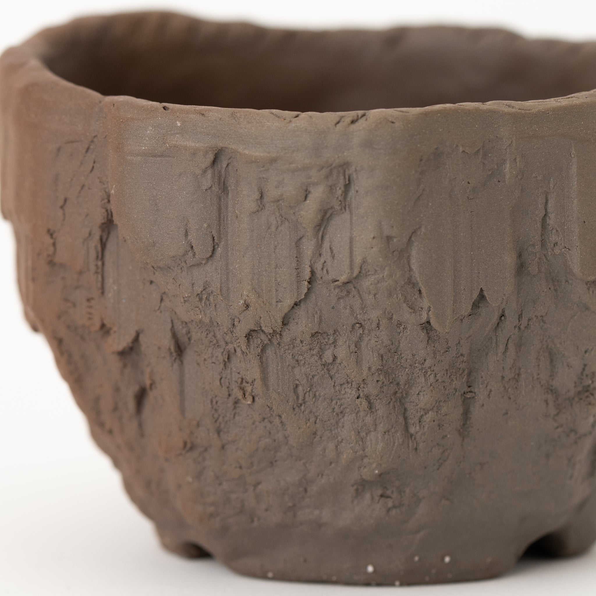 Naginowa Muddy Rock BANKO Ware Japanese Bonsai Pot 4.9 in.