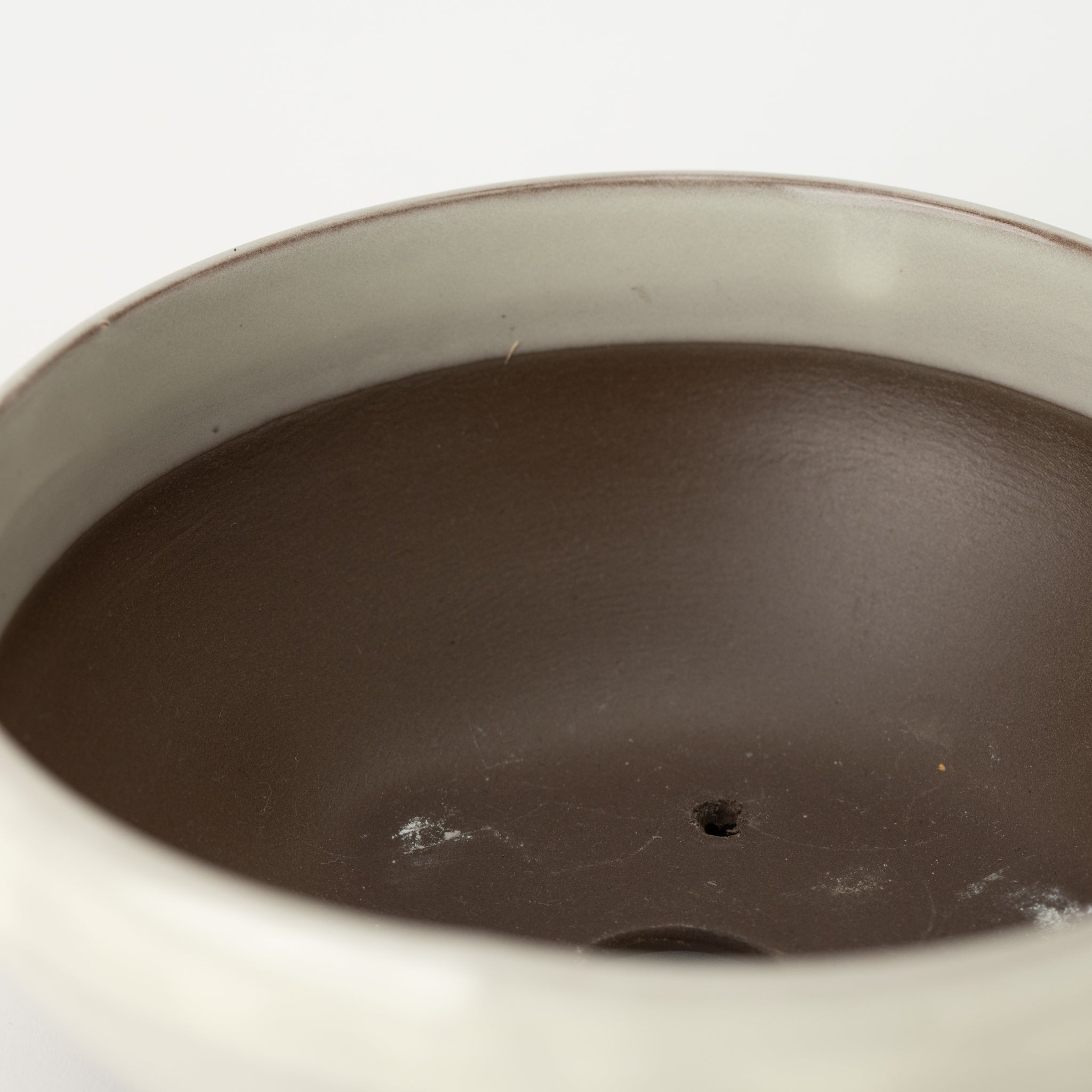 Naginowa Cream Round Shape BANKO Ware Japanese Bonsai Pot 6.3 in.
