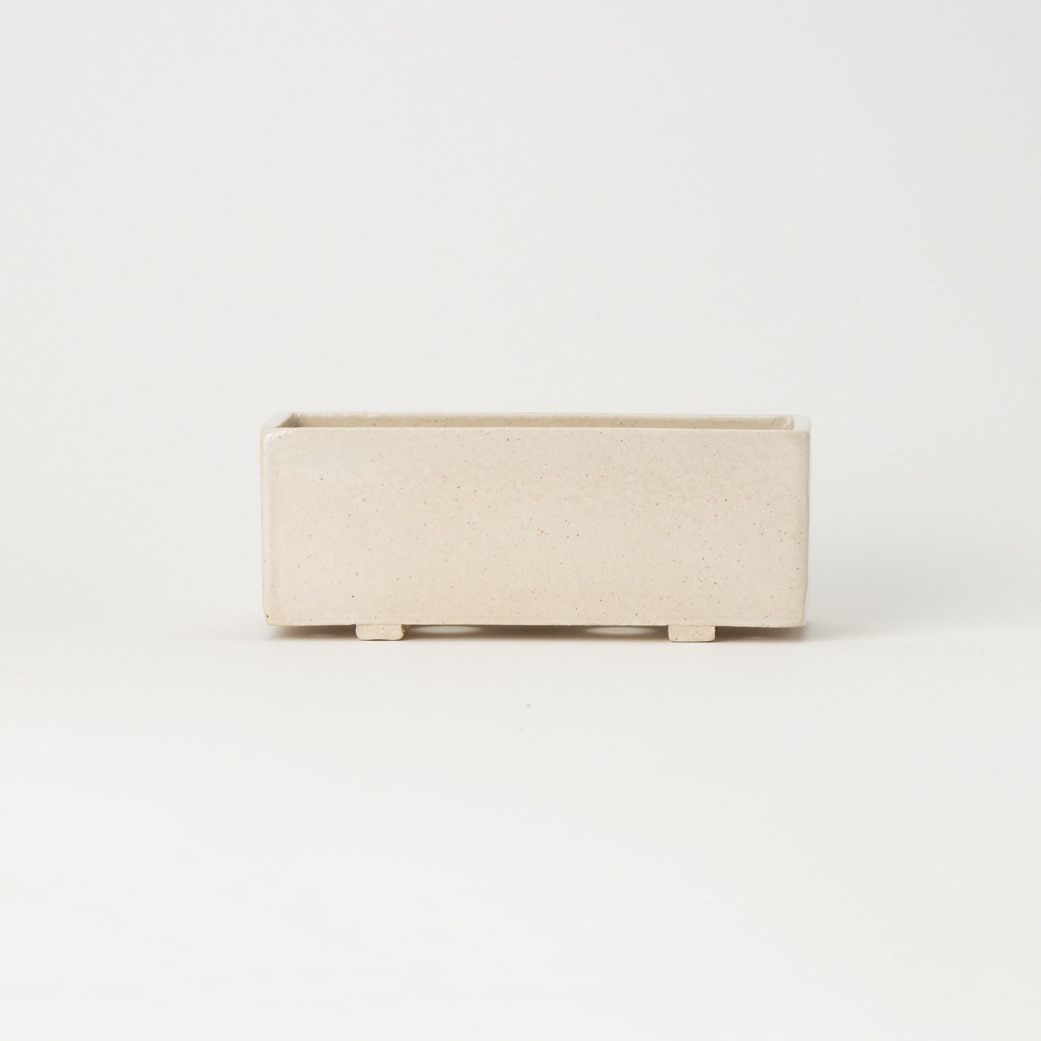 Naginowa White Longhorn Medium BANKO Ware Japanese Bonsai Pot 6.4in.