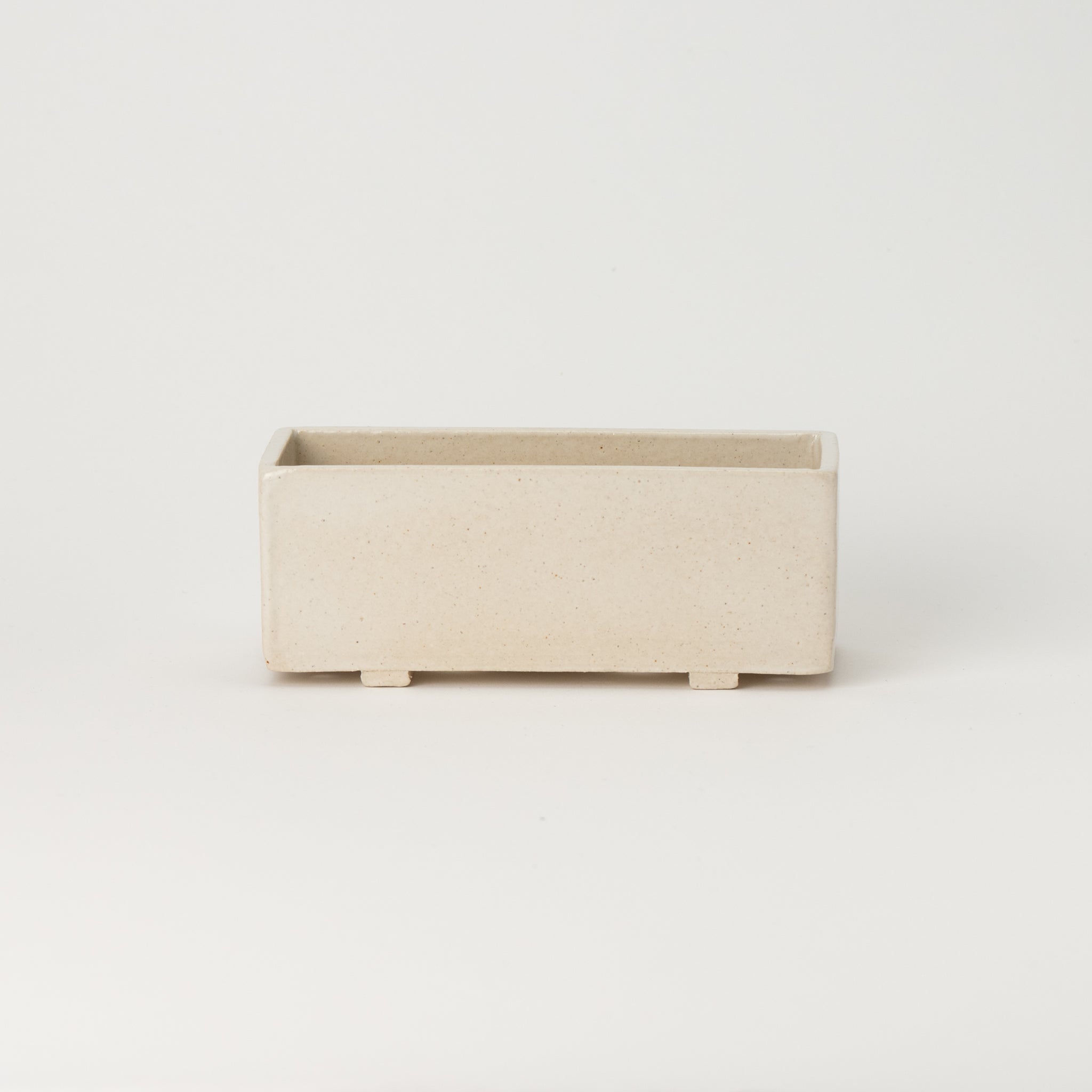 Naginowa White Longhorn Medium BANKO Ware Japanese Bonsai Pot 6.4in.