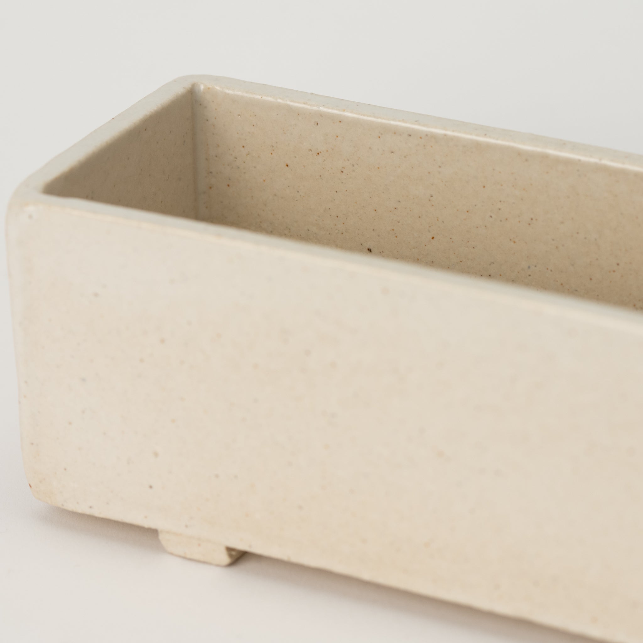 Naginowa White Longhorn Medium BANKO Ware Japanese Bonsai Pot 6.4in.