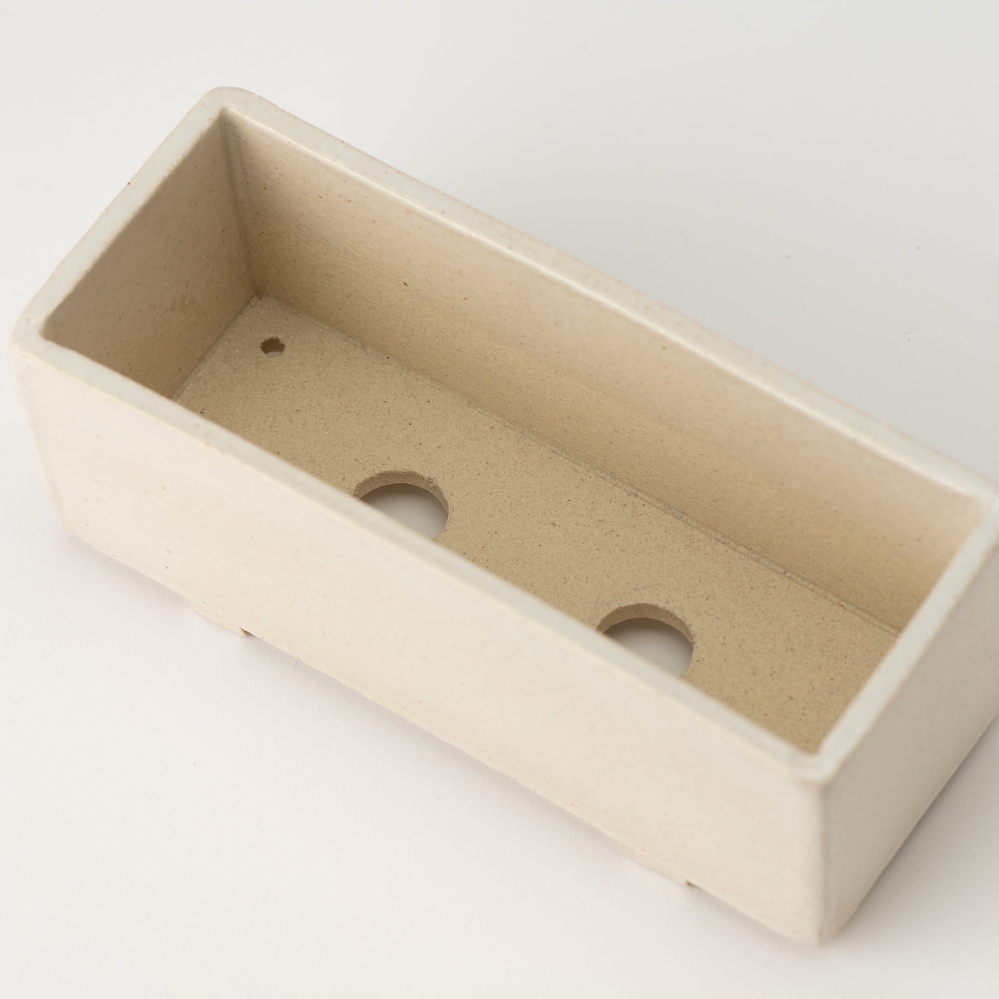 Naginowa White Longhorn Medium BANKO Ware Japanese Bonsai Pot 6.4in.