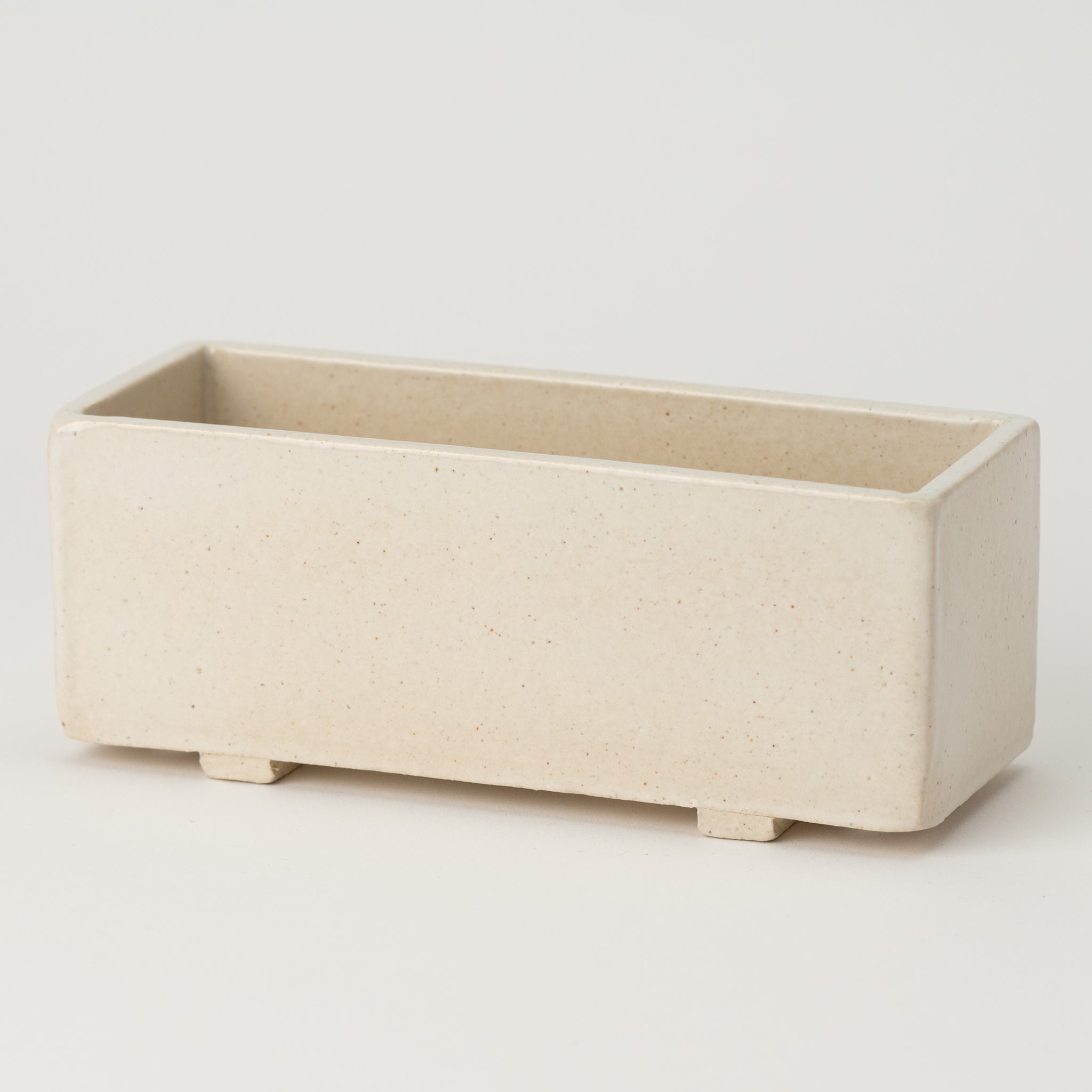 Naginowa White Longhorn Medium BANKO Ware Japanese Bonsai Pot 6.4in.