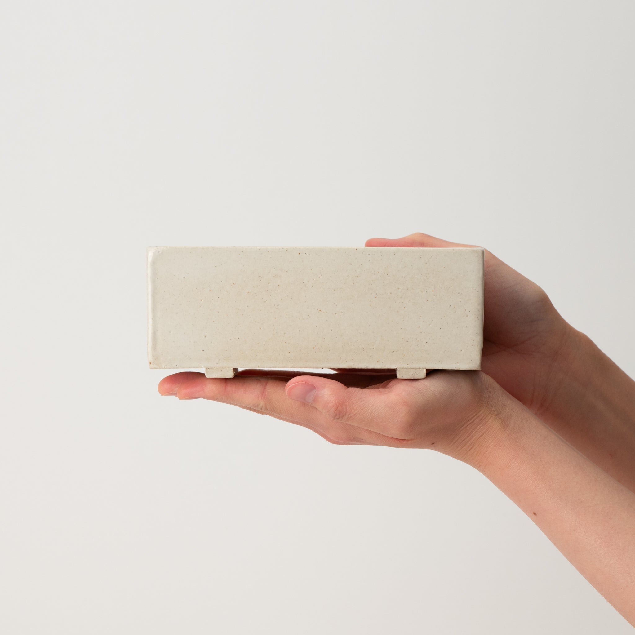 Naginowa White Longhorn Medium BANKO Ware Japanese Bonsai Pot 6.4in.