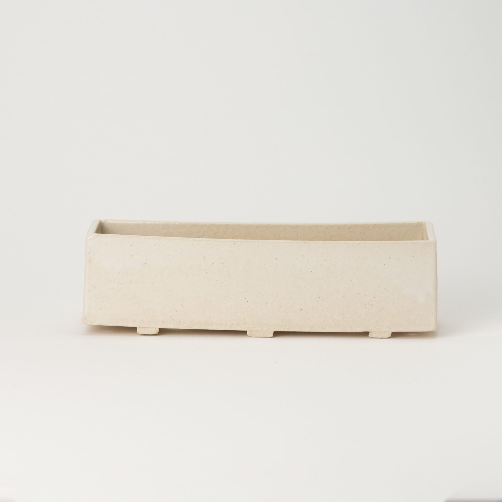 Naginowa White Longhorn Large BANKO Ware Japanese Bonsai Pot 9.1in.