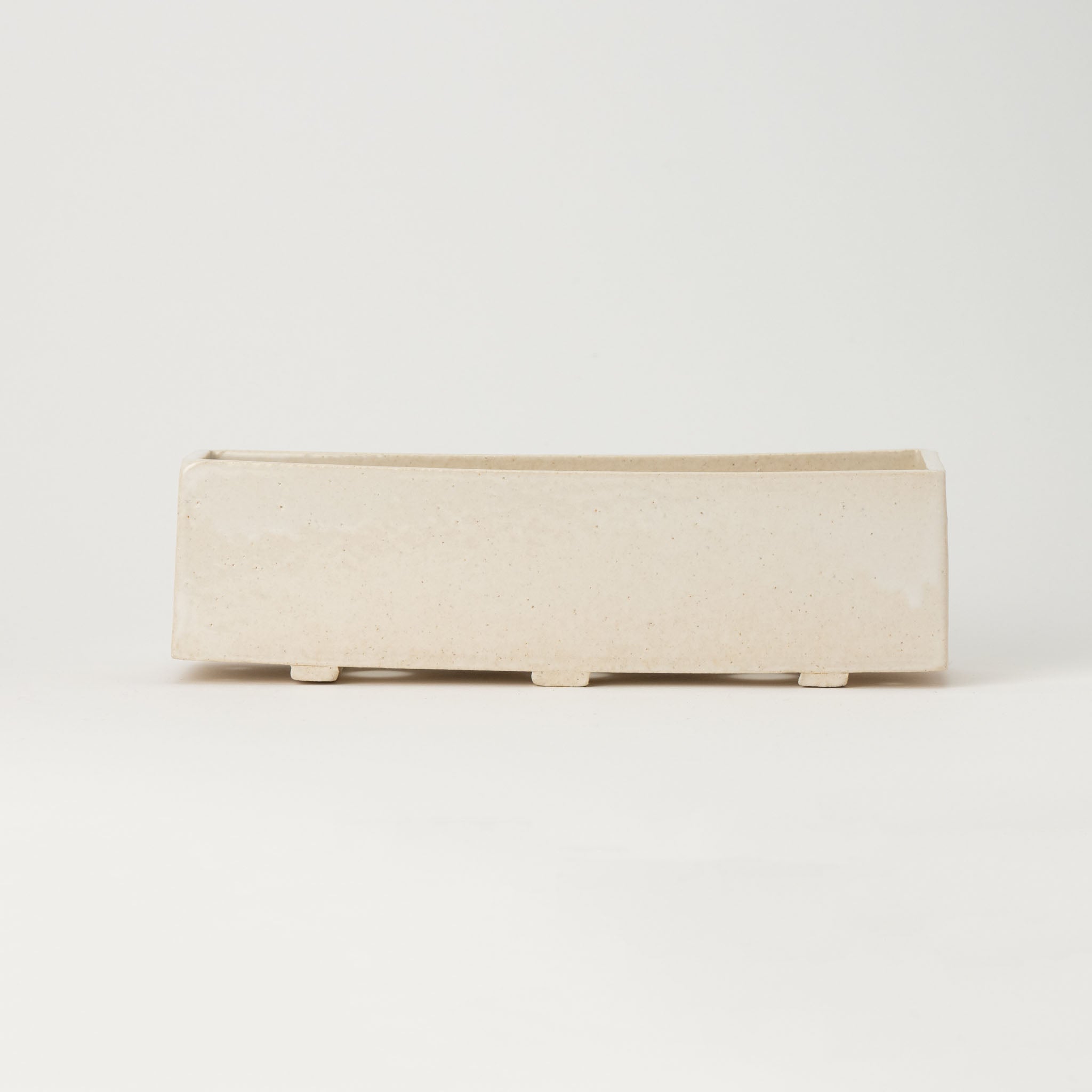 Naginowa White Longhorn Large BANKO Ware Japanese Bonsai Pot 9.1in.